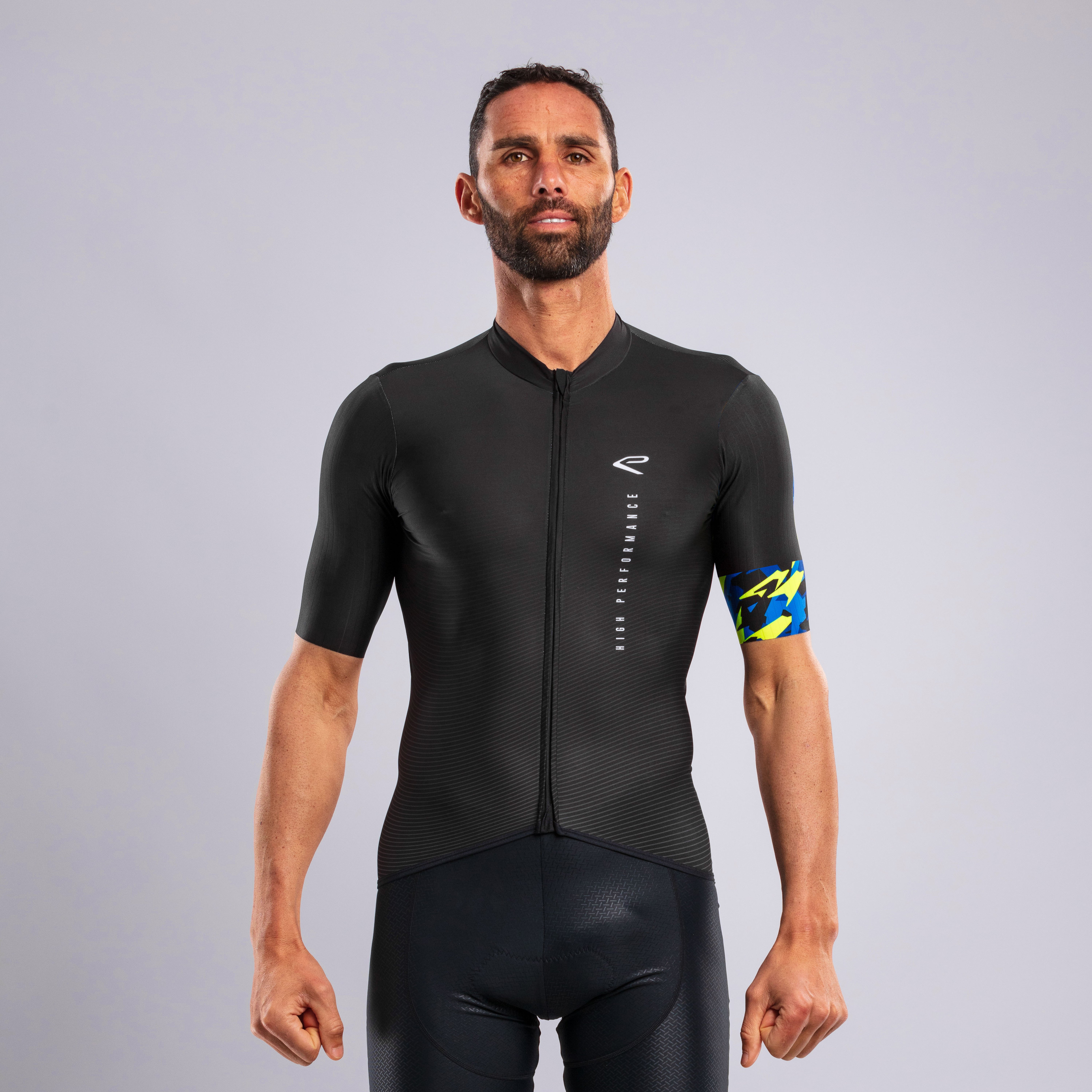 EKOI KAMO CROSS Jersey and Bib Shorts Black Blue Combo