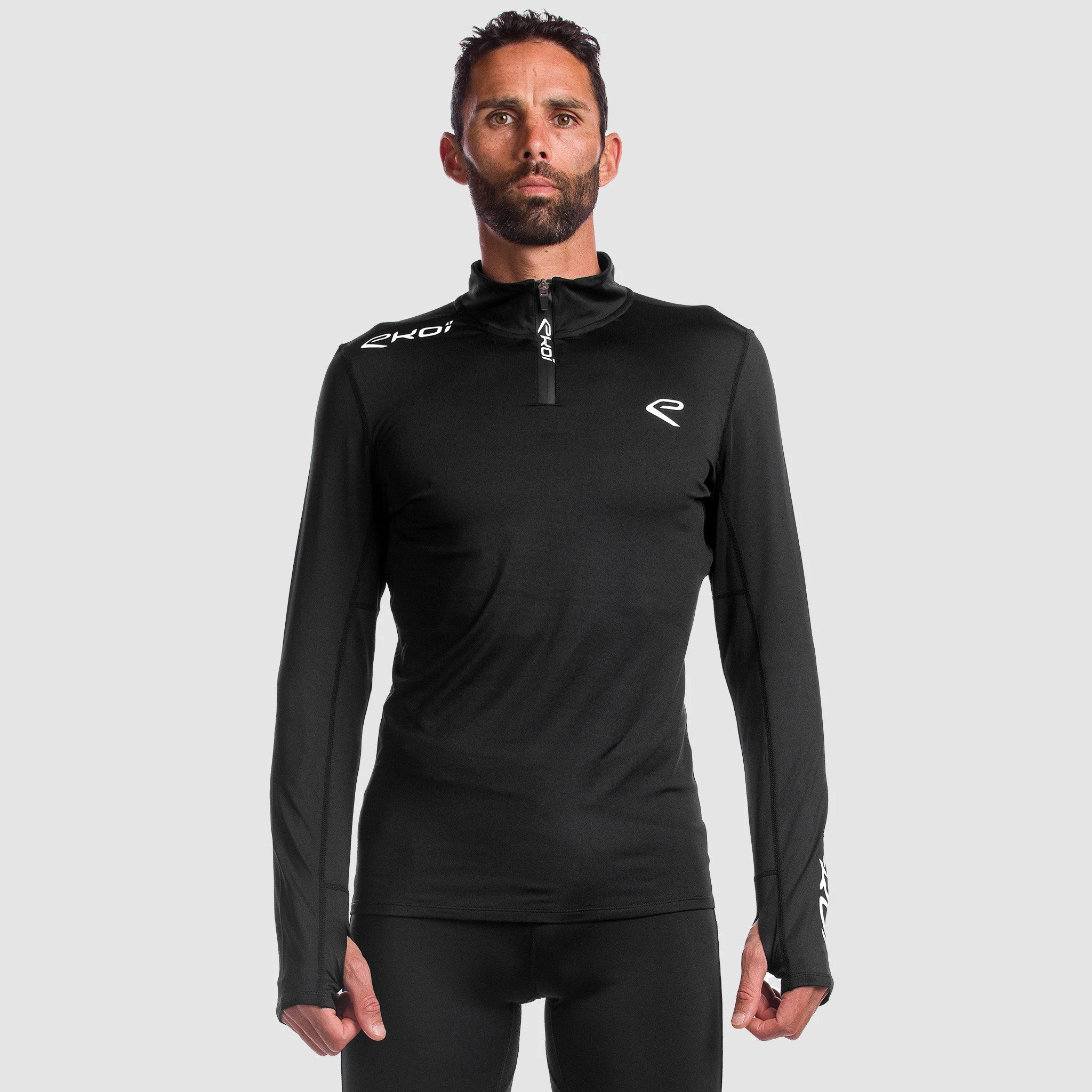 EKOI RUN Black zipped sweat top
