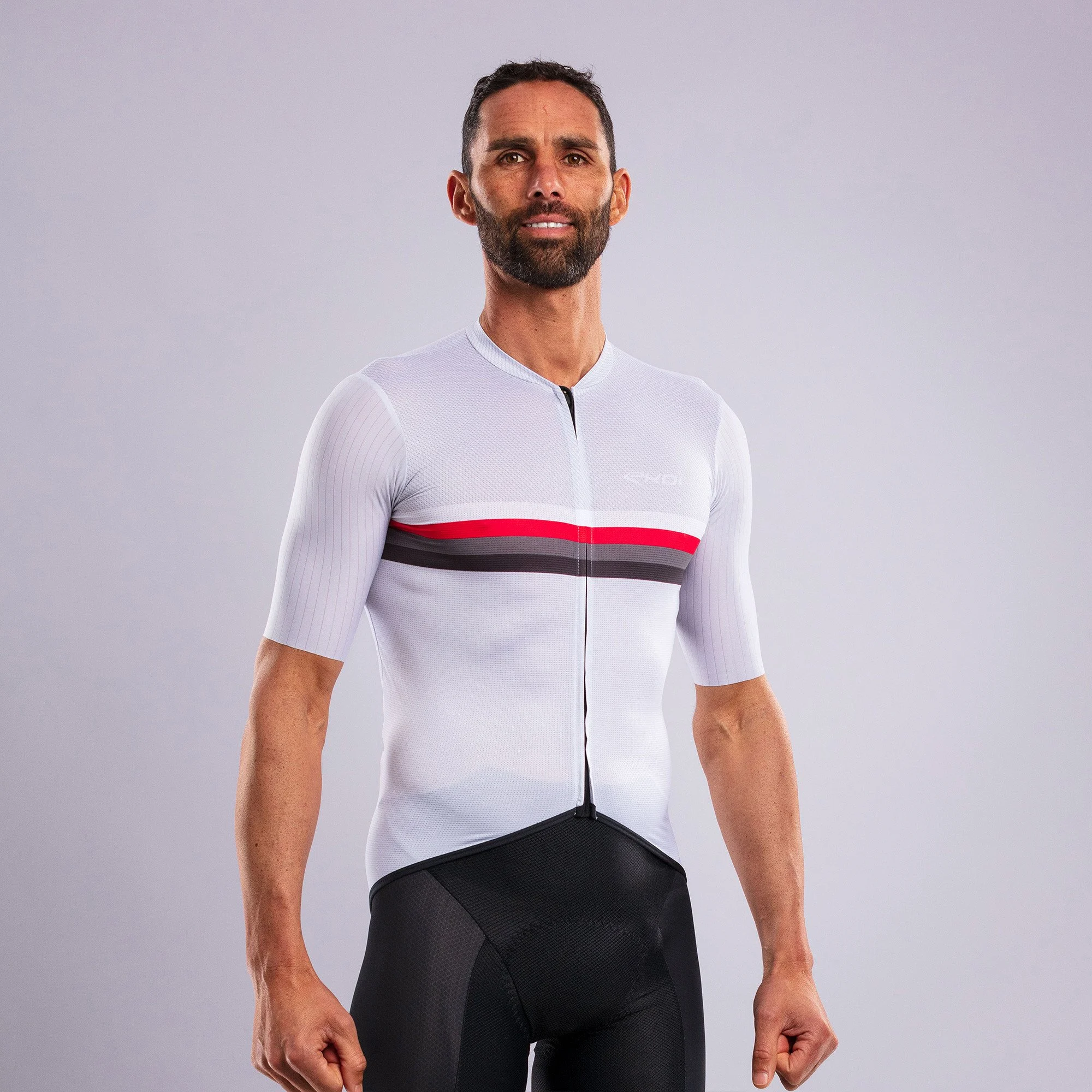 EKOI Perf ROAD LINES Jersey and Memory Bib Shorts Grey Combo