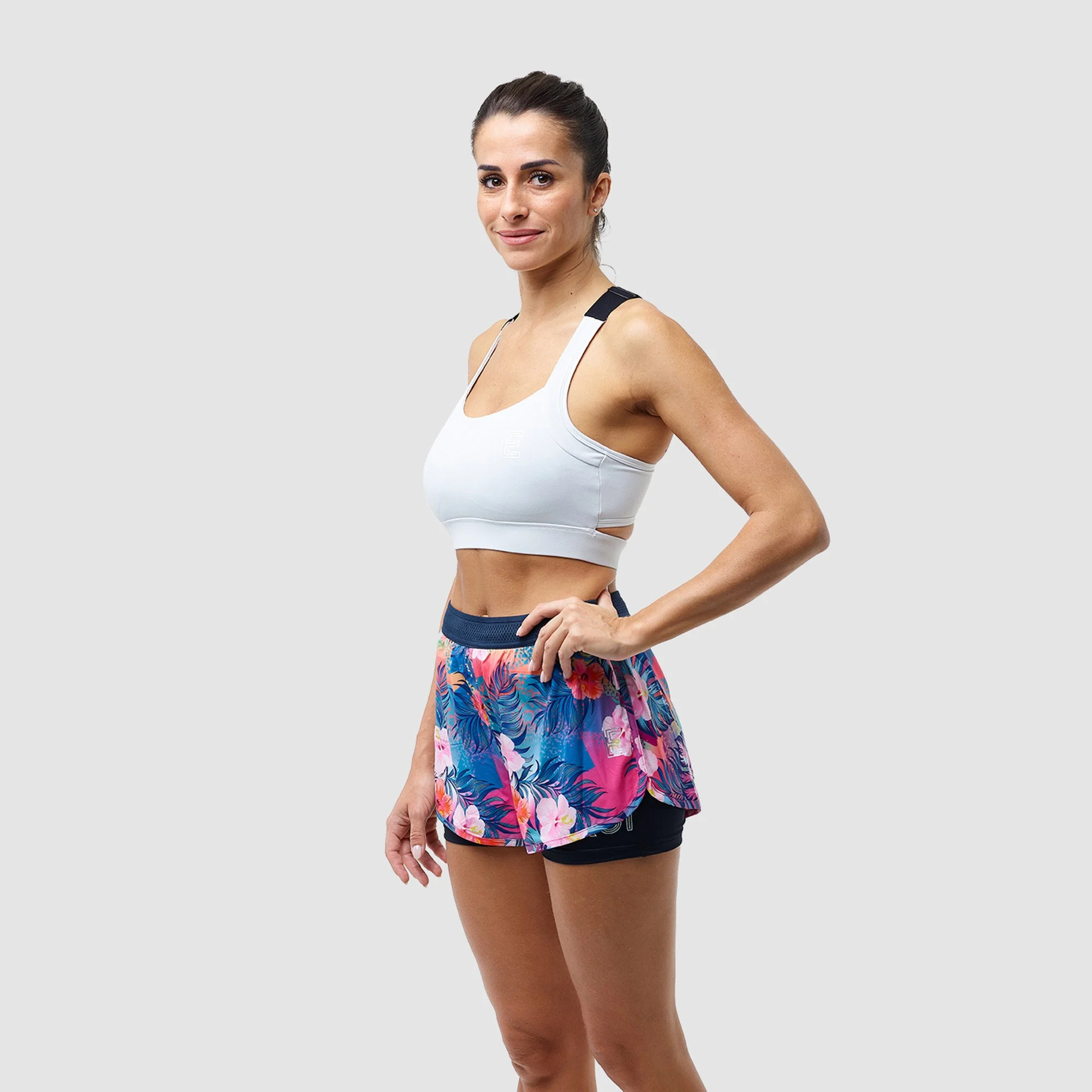 Women Shorts EKOI RUN 2 in 1 Tropical
