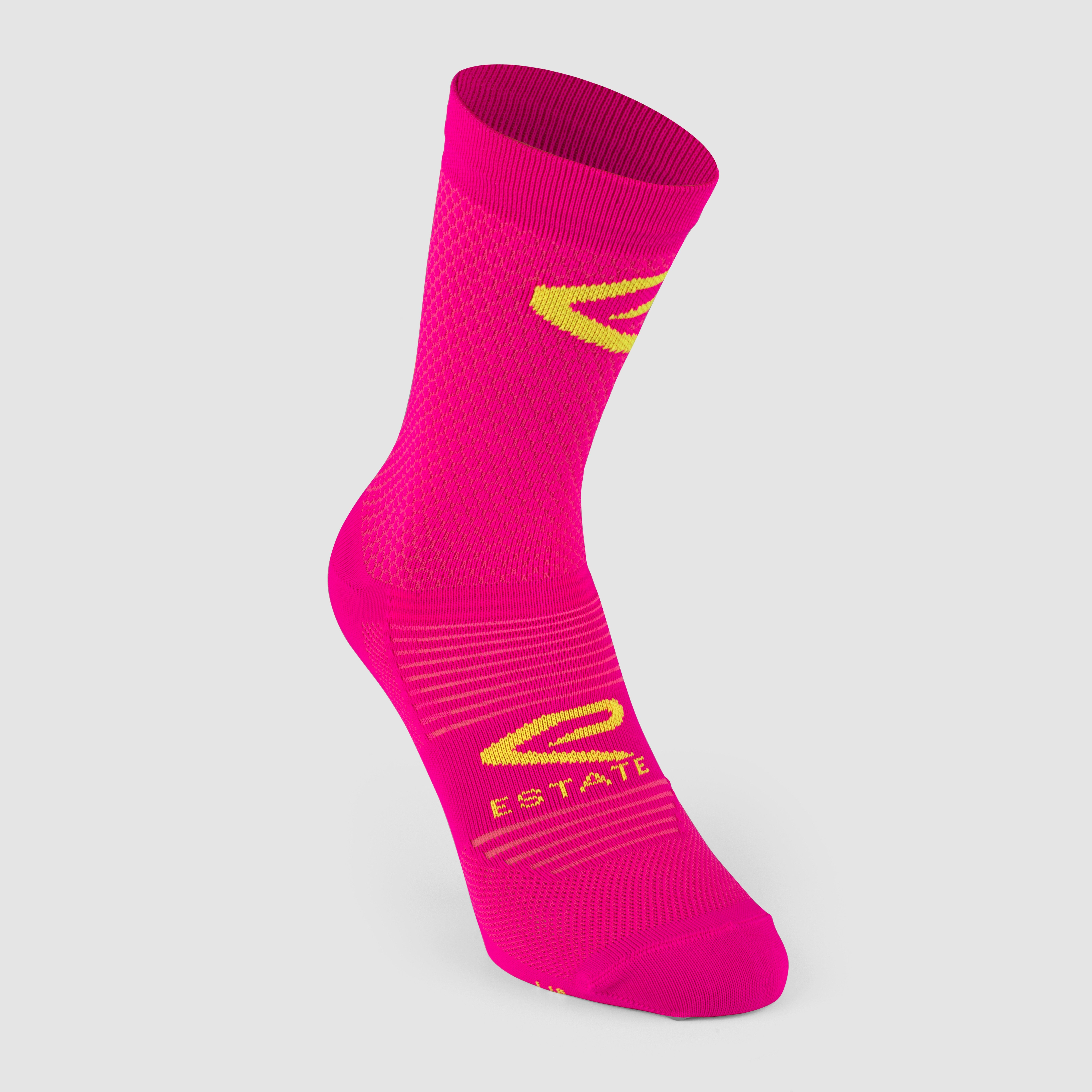 EKOI Perf ESTATE Cycling Socks Pink Neon Yellow 14 CM