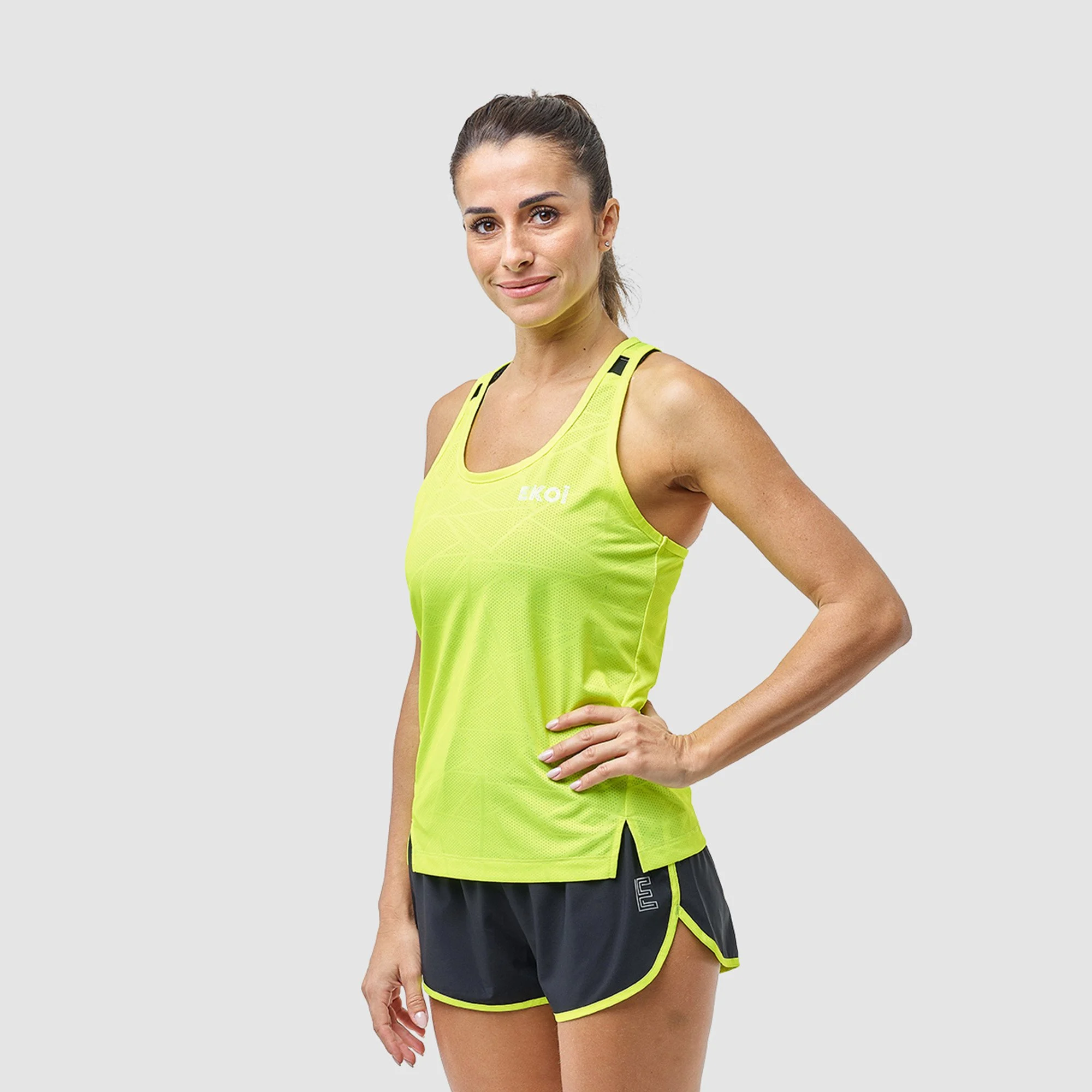 Women Tank Top EKOI RUN Neon Yellow