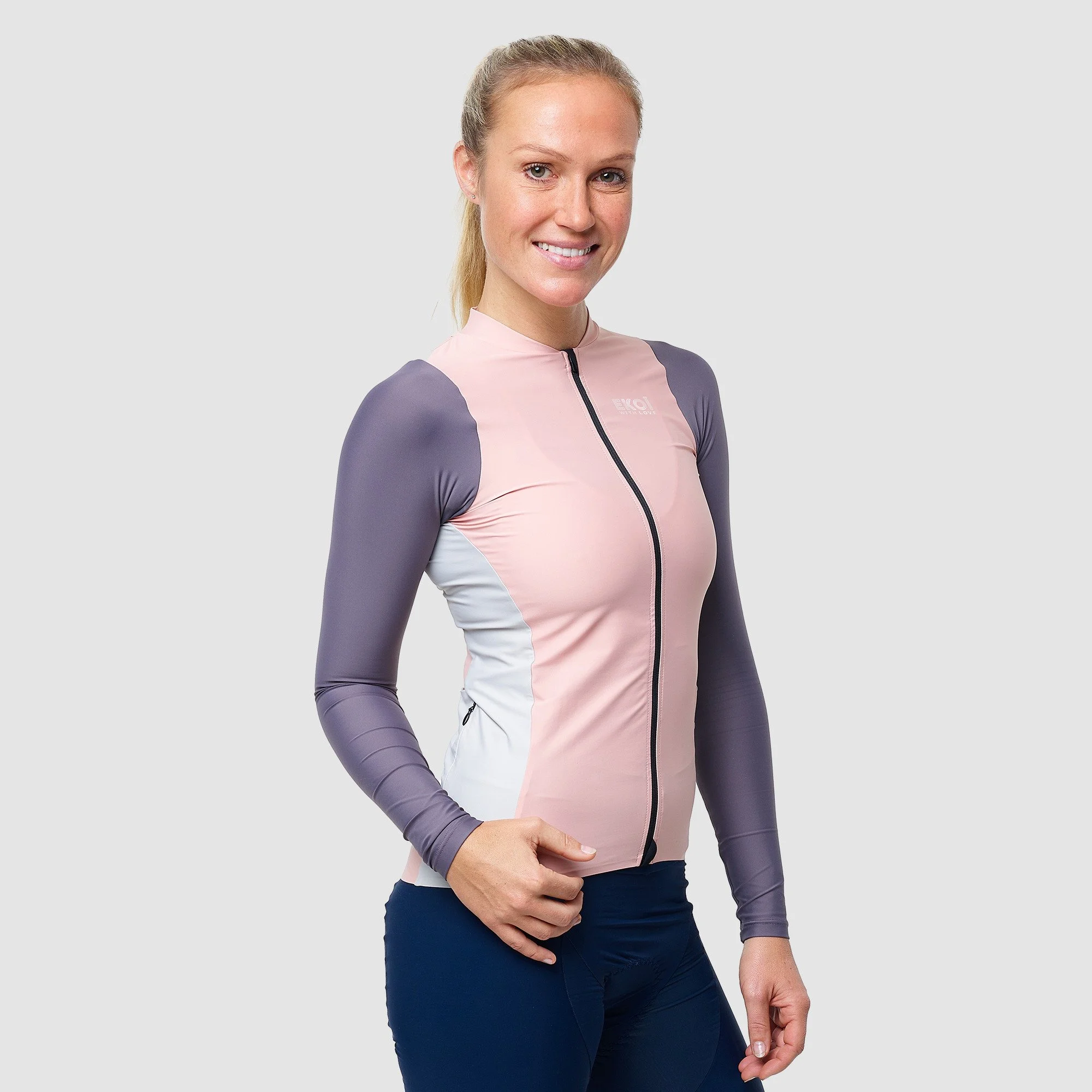 Ladies Long Sleeves Jersey EKOI Color Block Pink