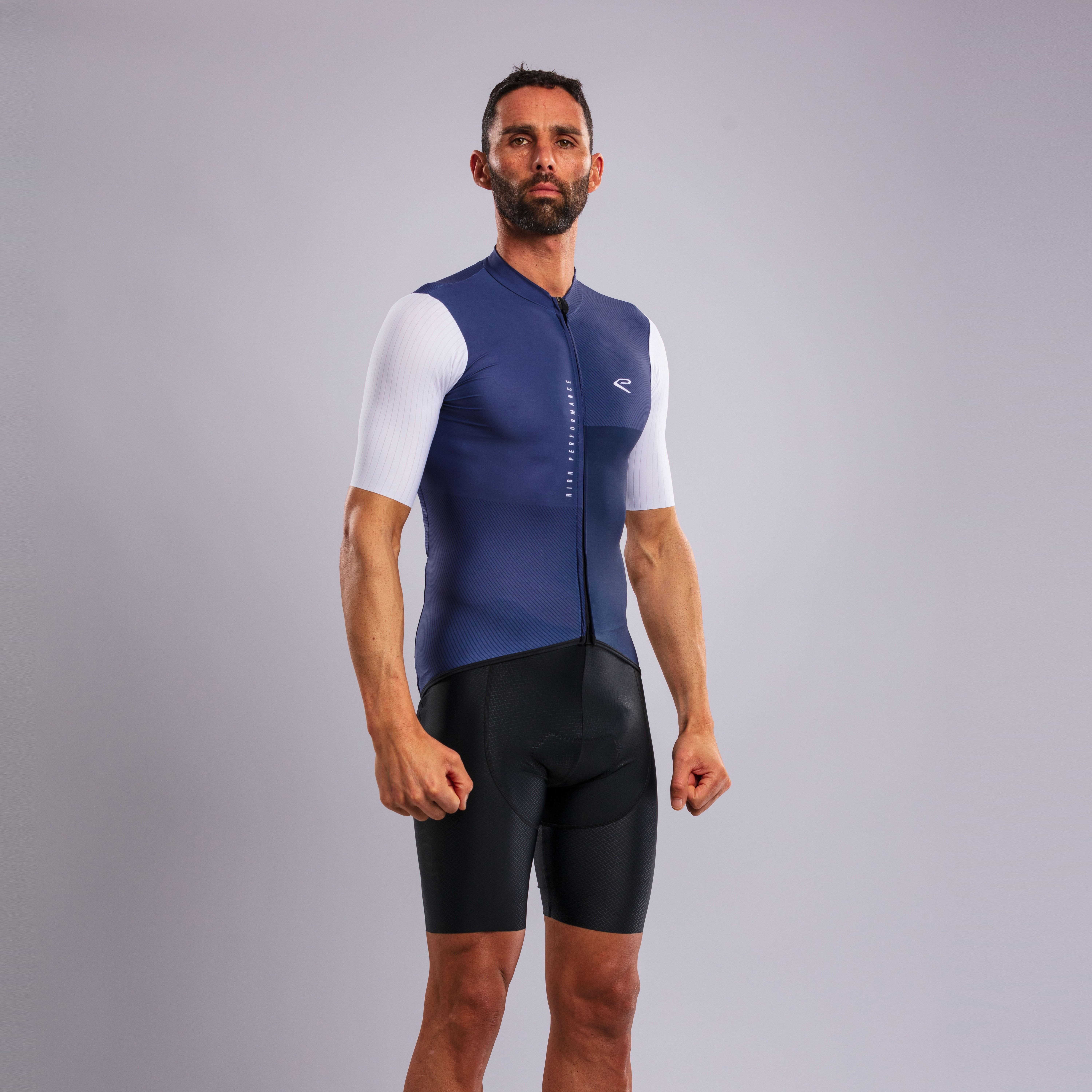 EKOÏ MONOCHROME Navy jersey and black Cross bib shorts combo