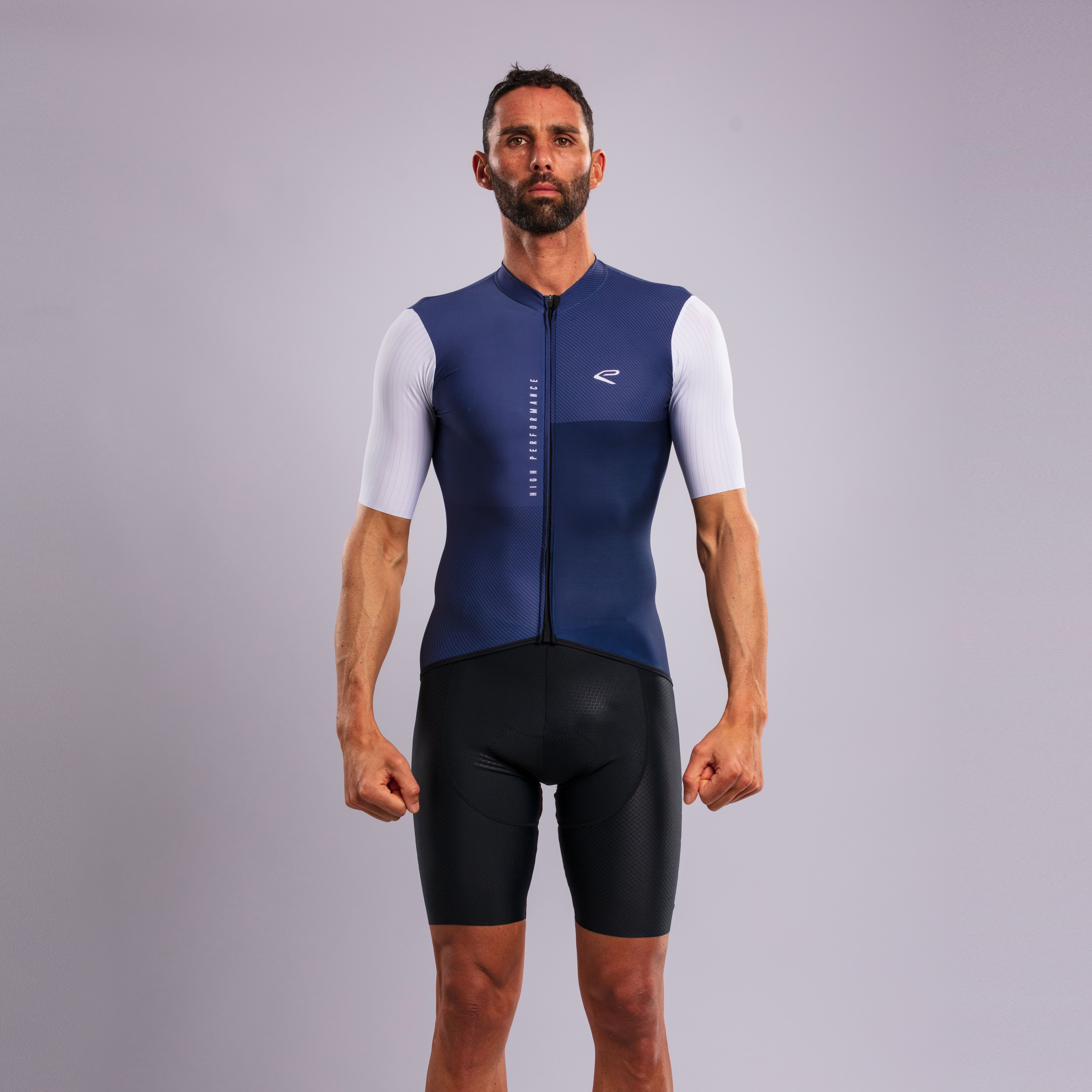EKOÏ MONOCHROME Navy jersey and black Cross bib shorts combo