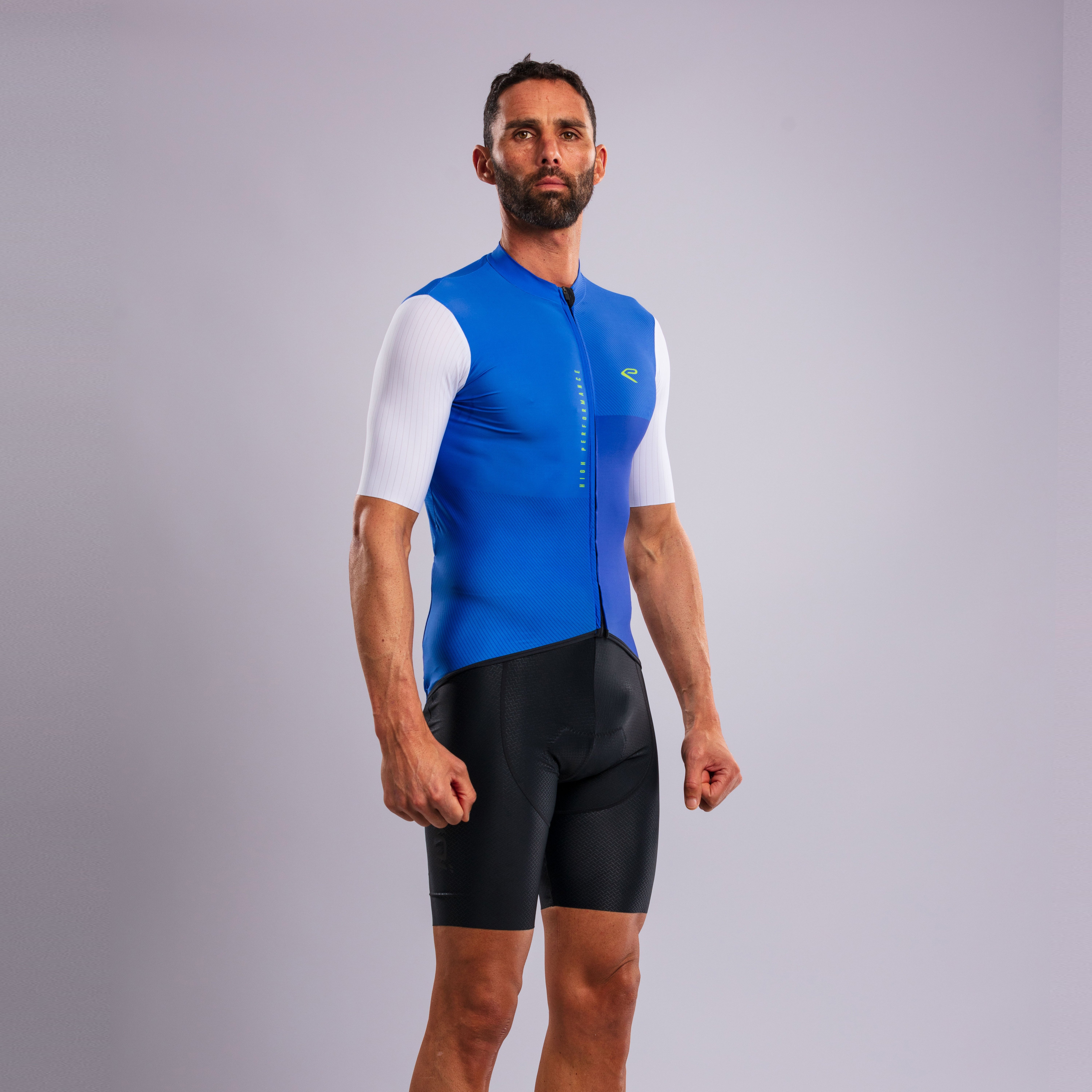 EKOÏ MONOCHROME blue jersey and black Cross bib shorts combo