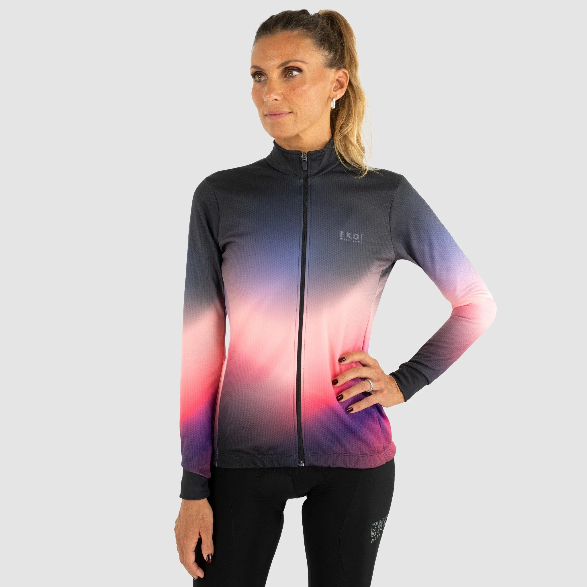 Women Long Sleeves Jersey EKOI AURA Pink