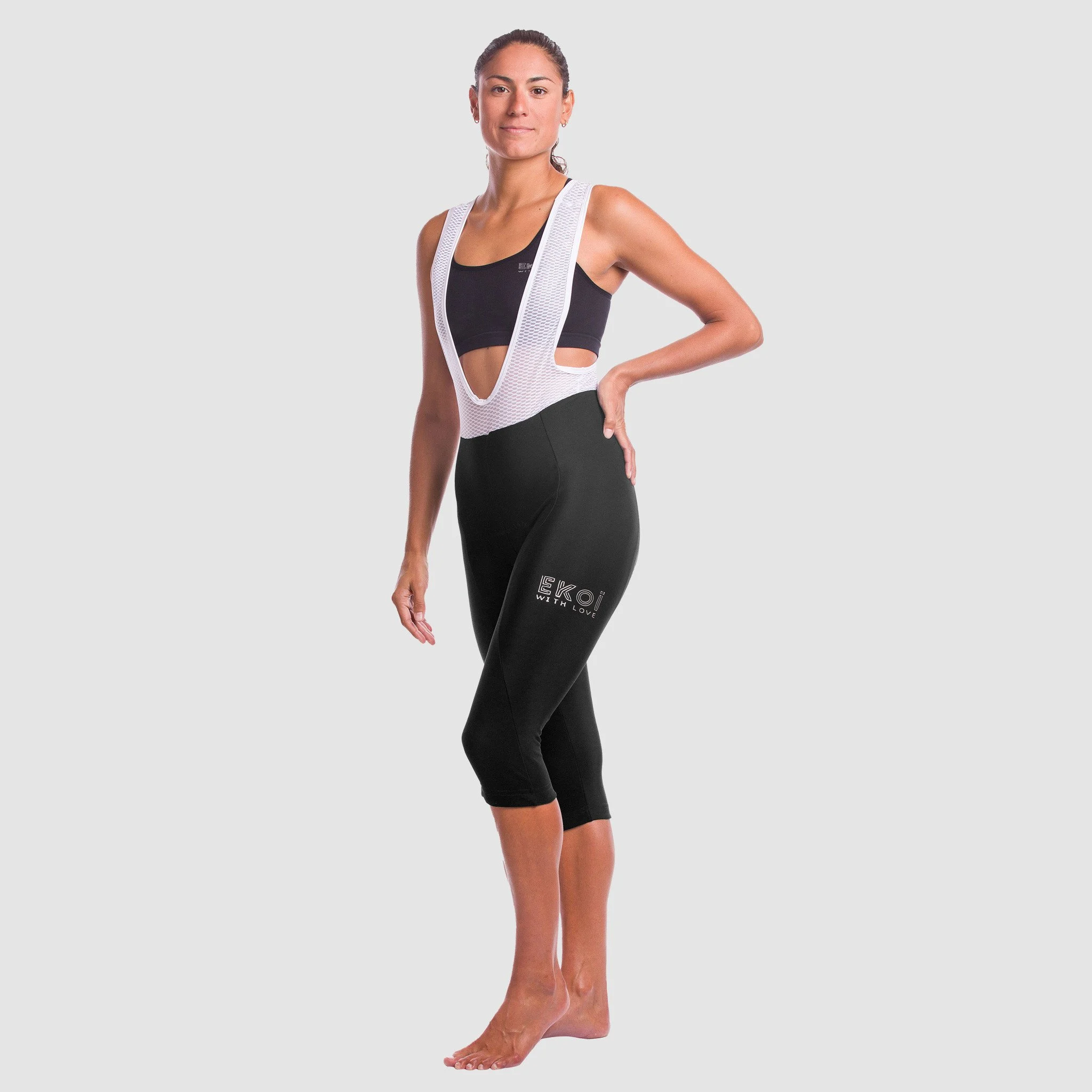 EKOI Women's black 3/4 bib knicks