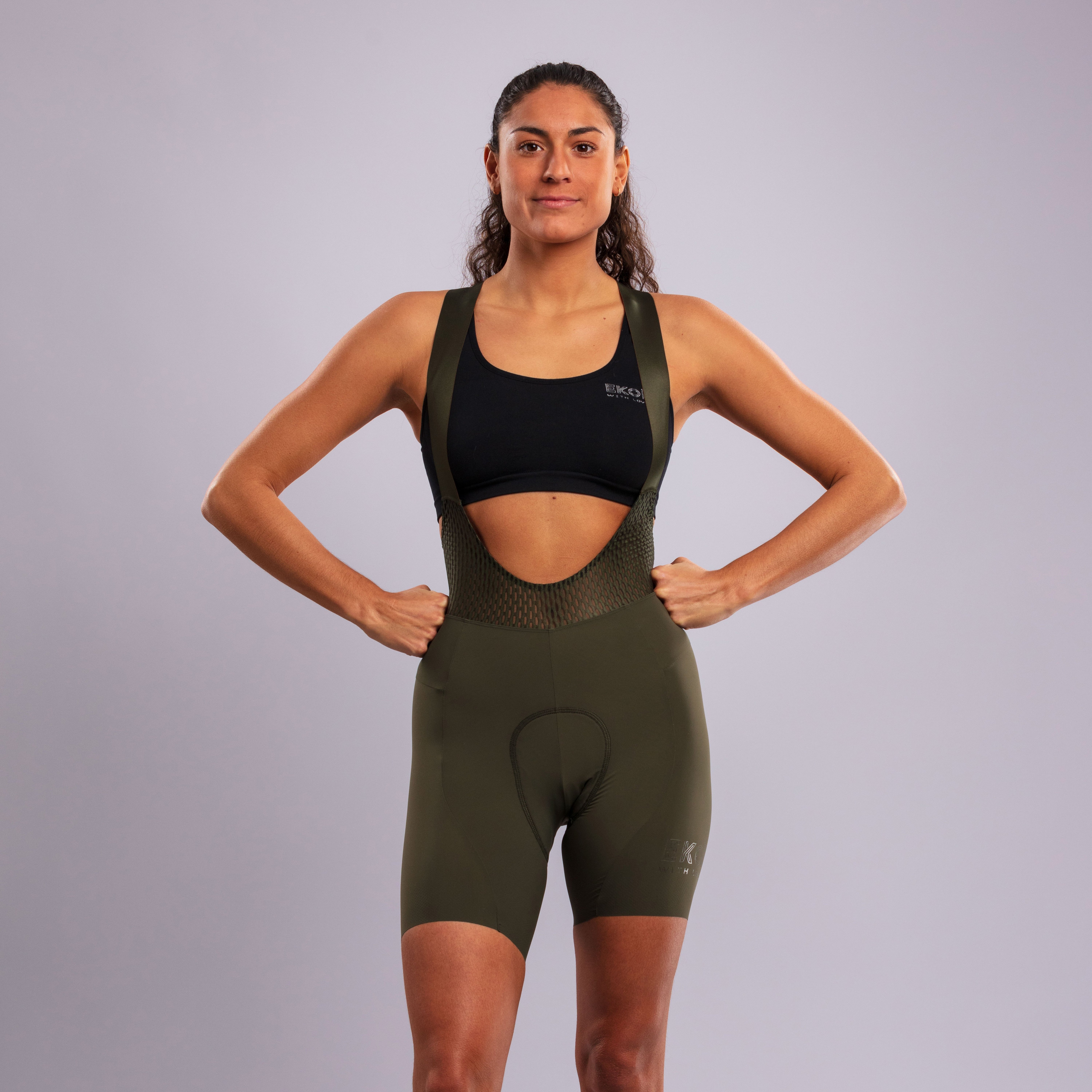 EKOI Women's ESSENTIAL Bibshorts Khaki