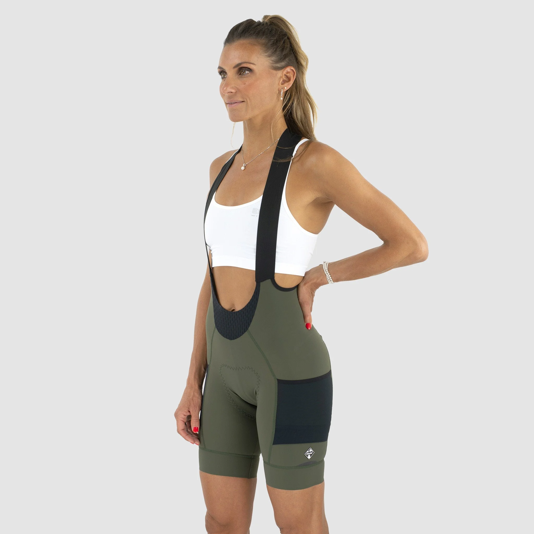 EKOI Gravel Women's BibShort with Cargo Pockets Perf Khaki