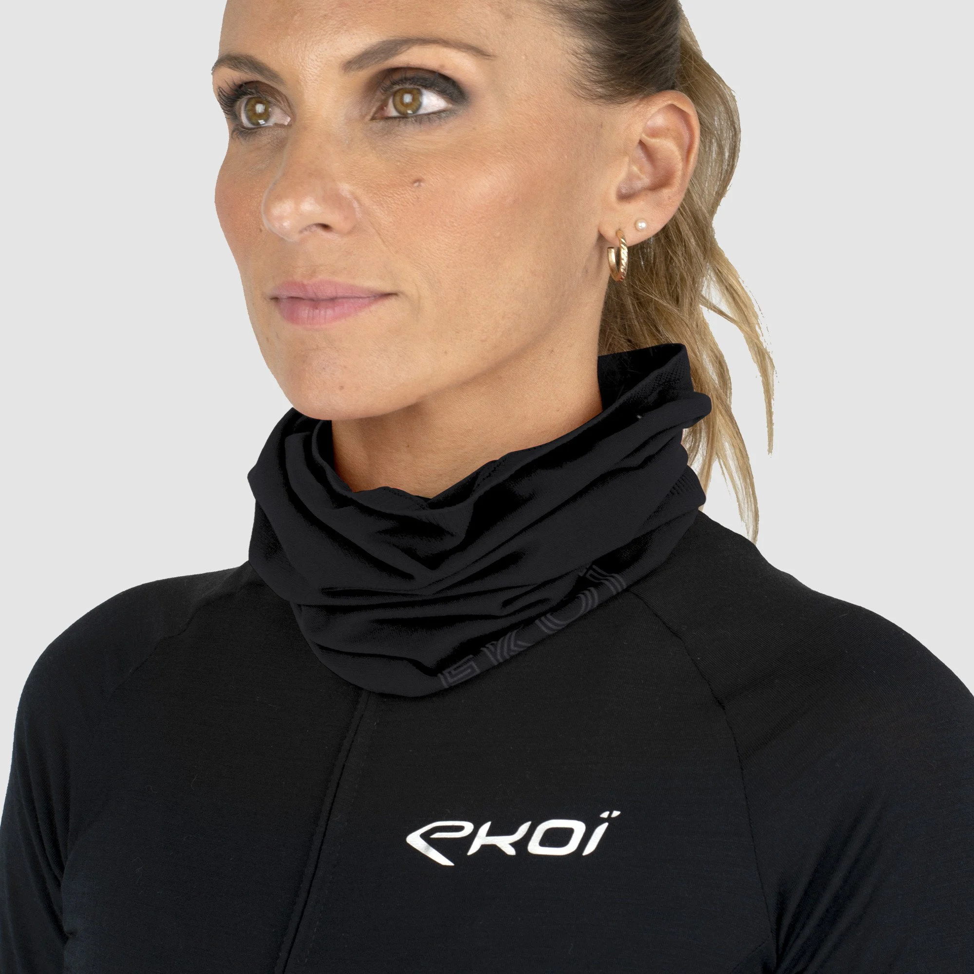 LADIES NECK WARMER EKOI SOFT TUBE BLACK
