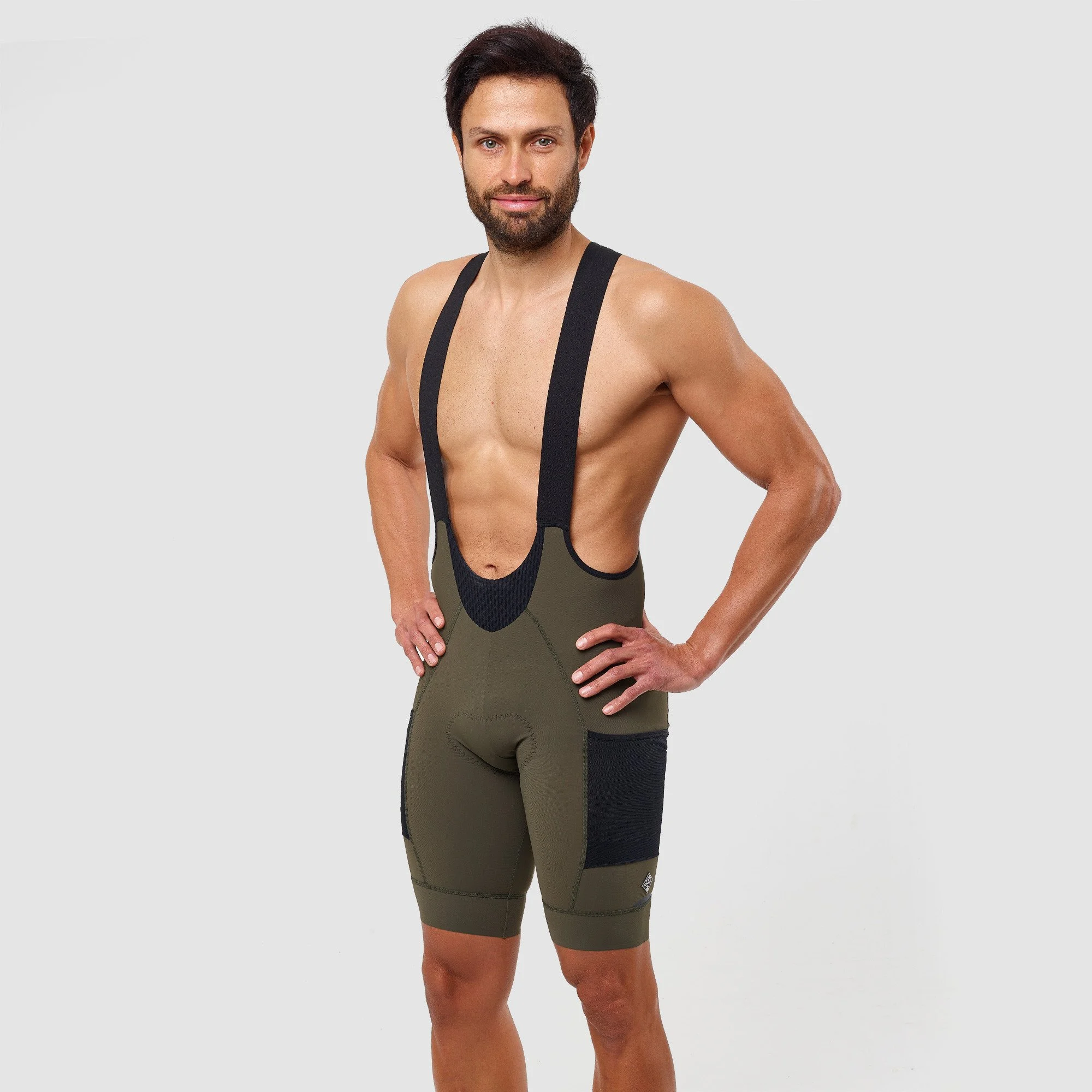 EKOI GRAVEL Cargo Pockets PERF Bib shorts Khaki