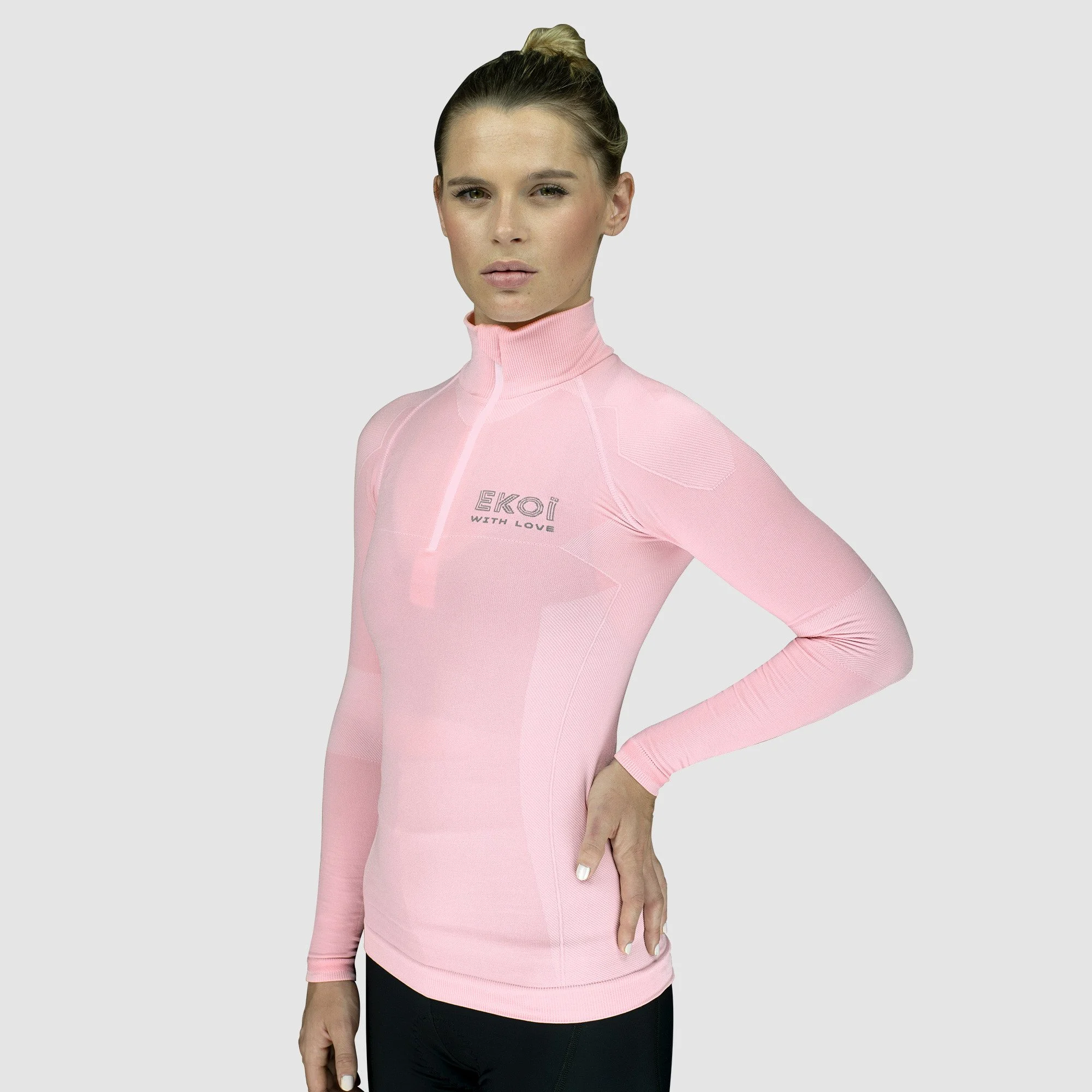 Ladies Base Layer Thermo Zipped Neck EKOI ERIN Pink