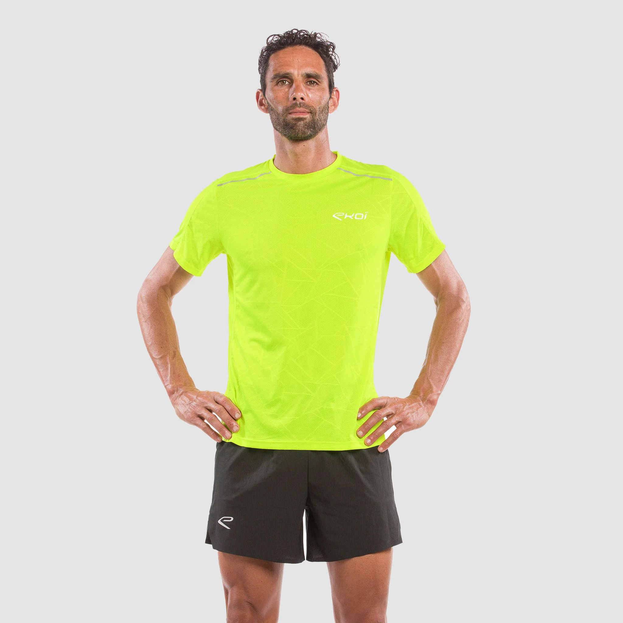 MEN T SHIRT GRAPHIC TECH EKOI RUN NEON YELLOW