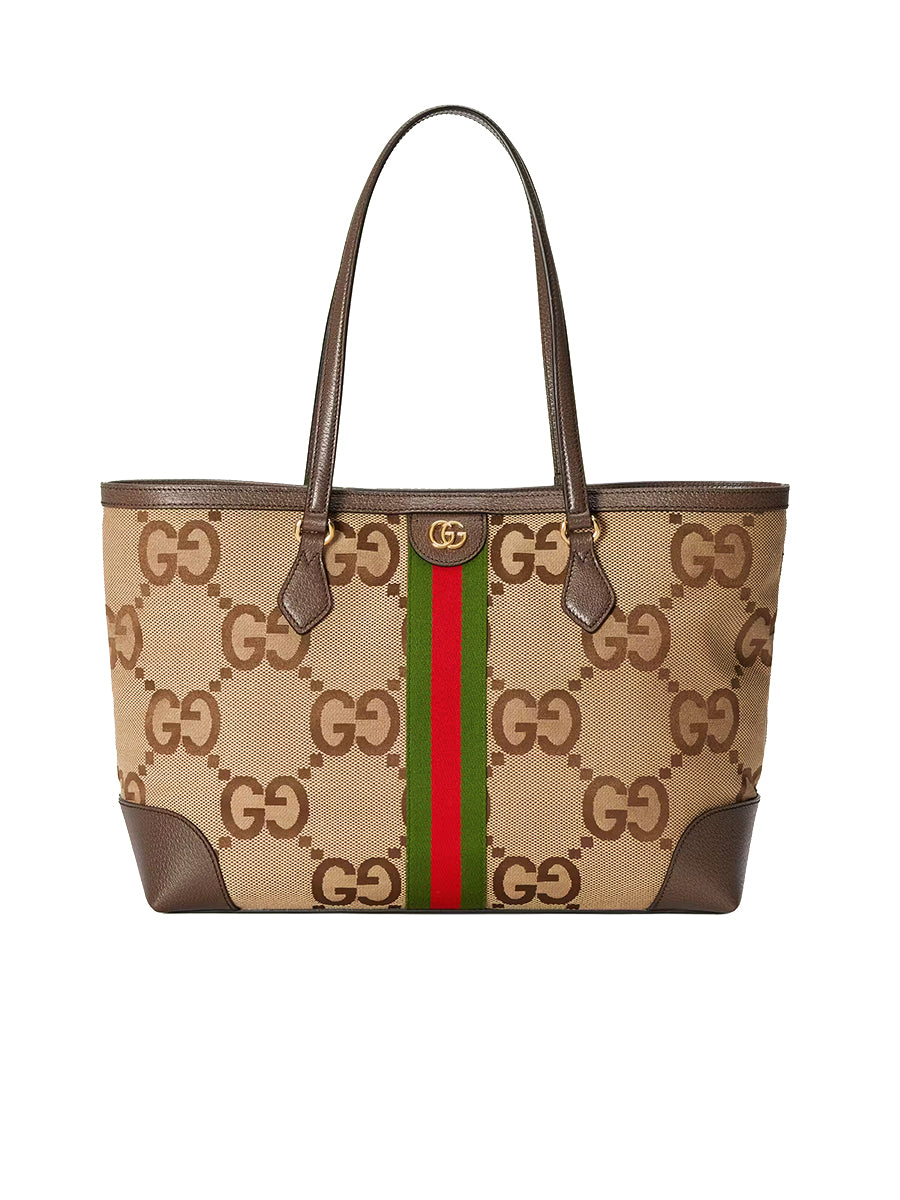 Gucci Ophidia Jumbo GG Medium Tote in Camel/Ebony