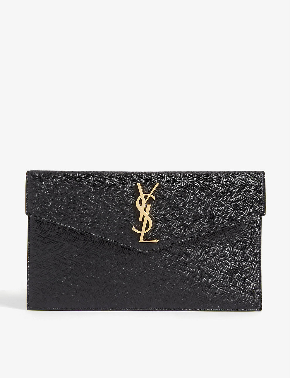 SAINT LAURENT Uptown leather envelope pouch BLACK GOLD