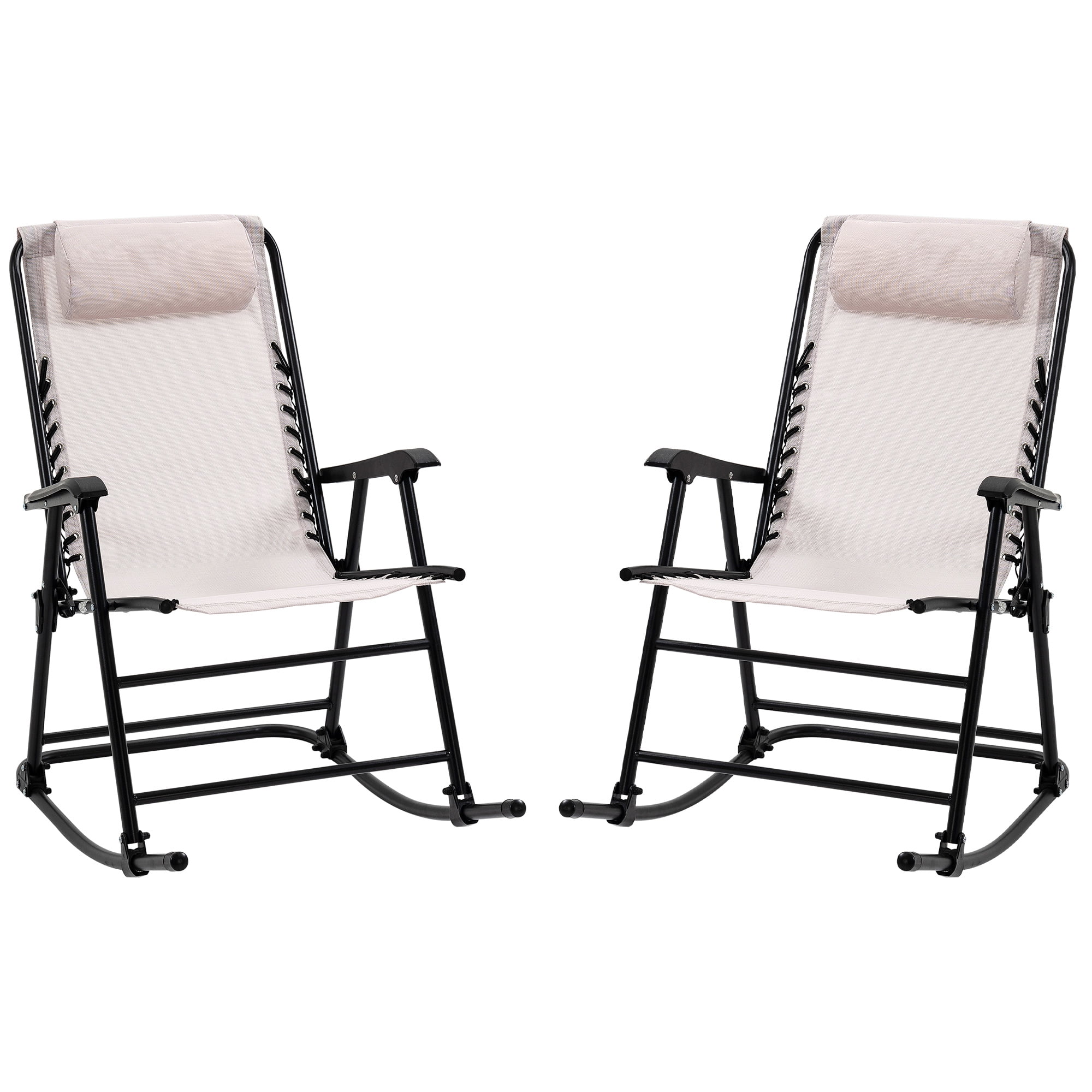 Outsunny Mesh Outdoor Patio Folding Rocking Chair Set Porch Lawn Furniture