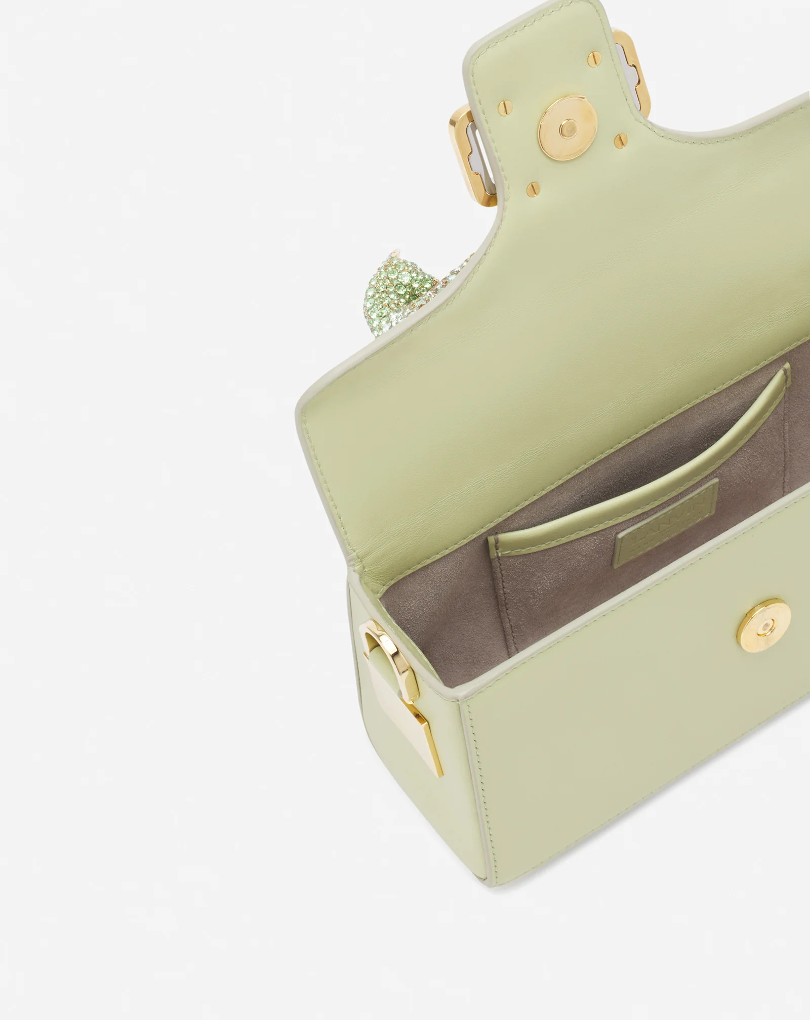 Nano pencil cat bag in leather and rhinestones