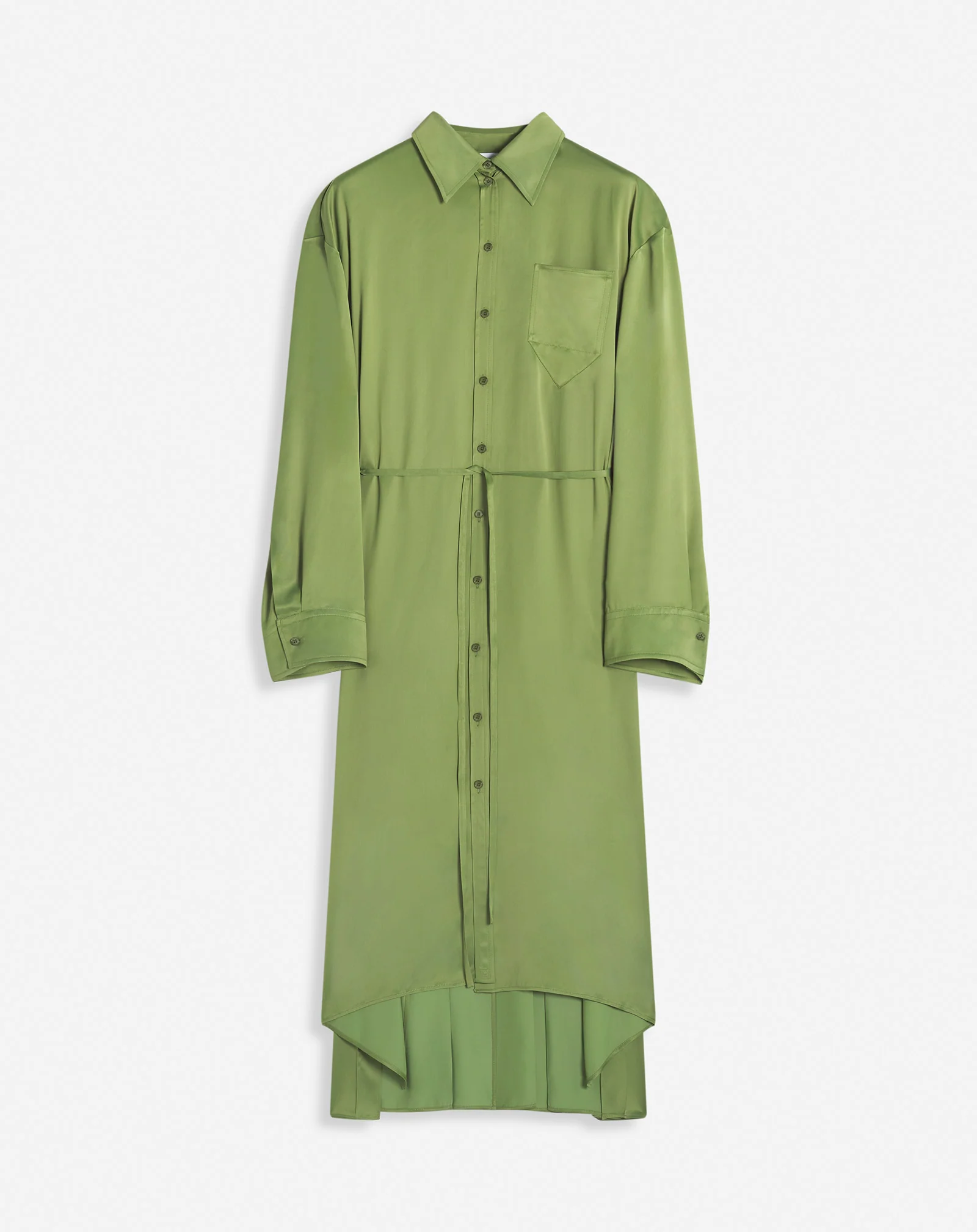 Shirt dress with pleats