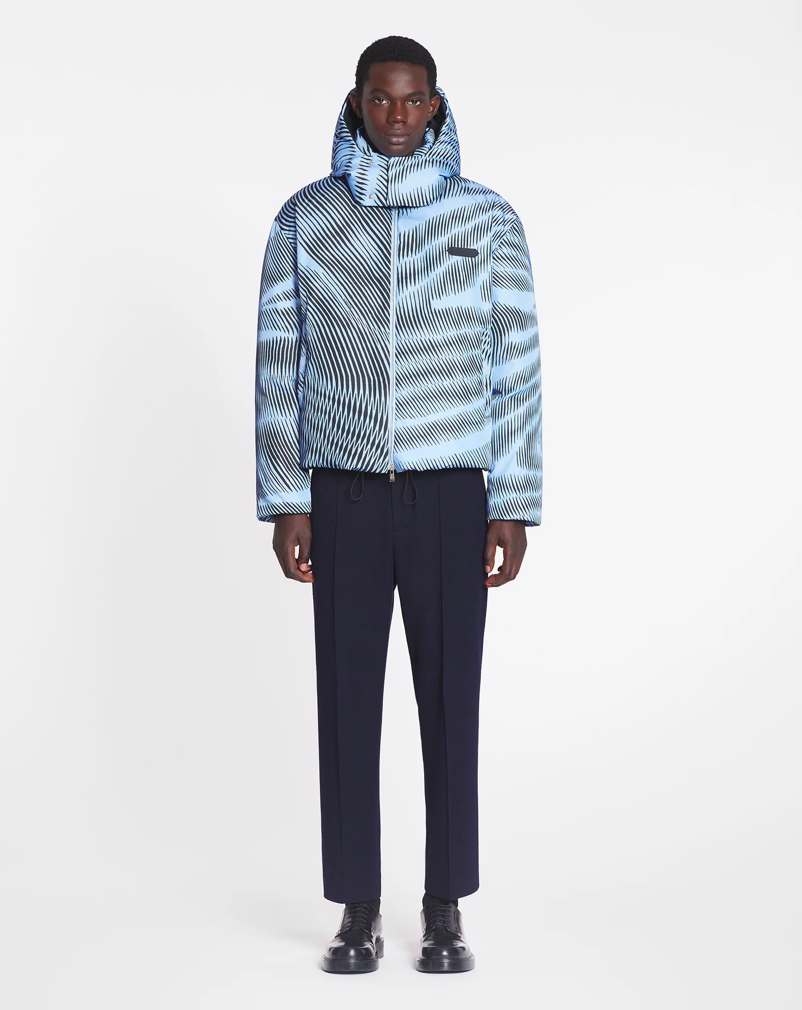 Kinetic print down jacket