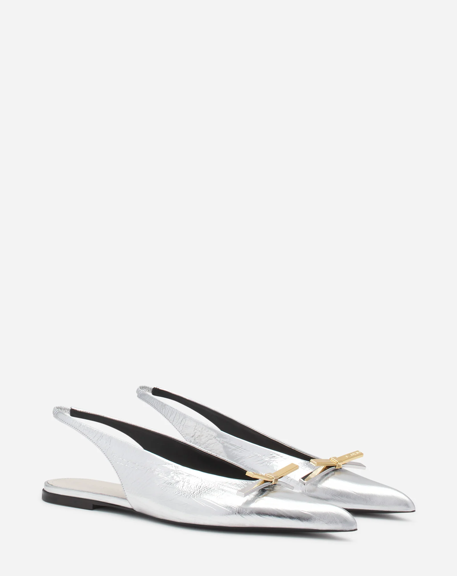 Lanvin bow slingback in metallic leather