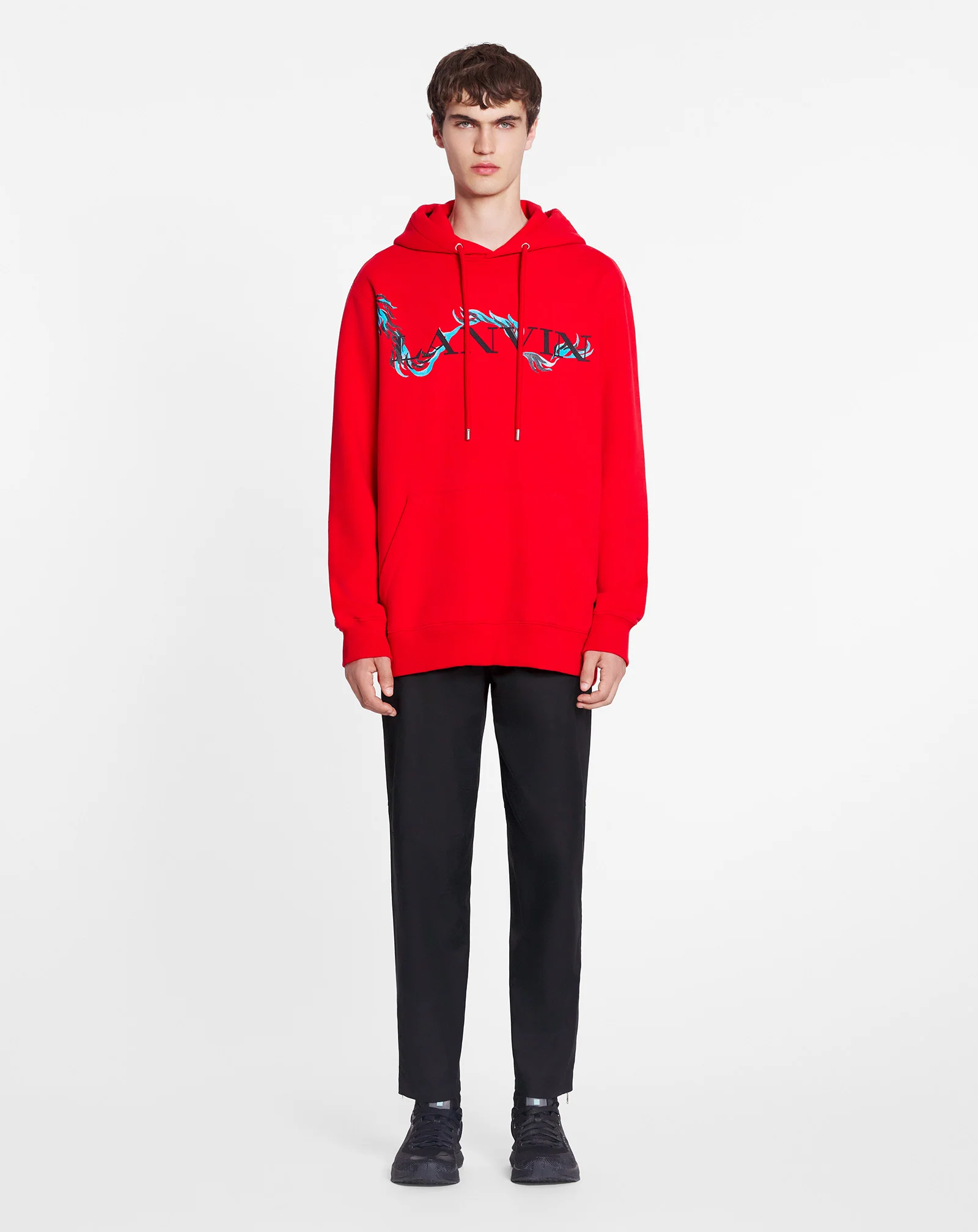 Unisex dragon print loose-fitting hoodie