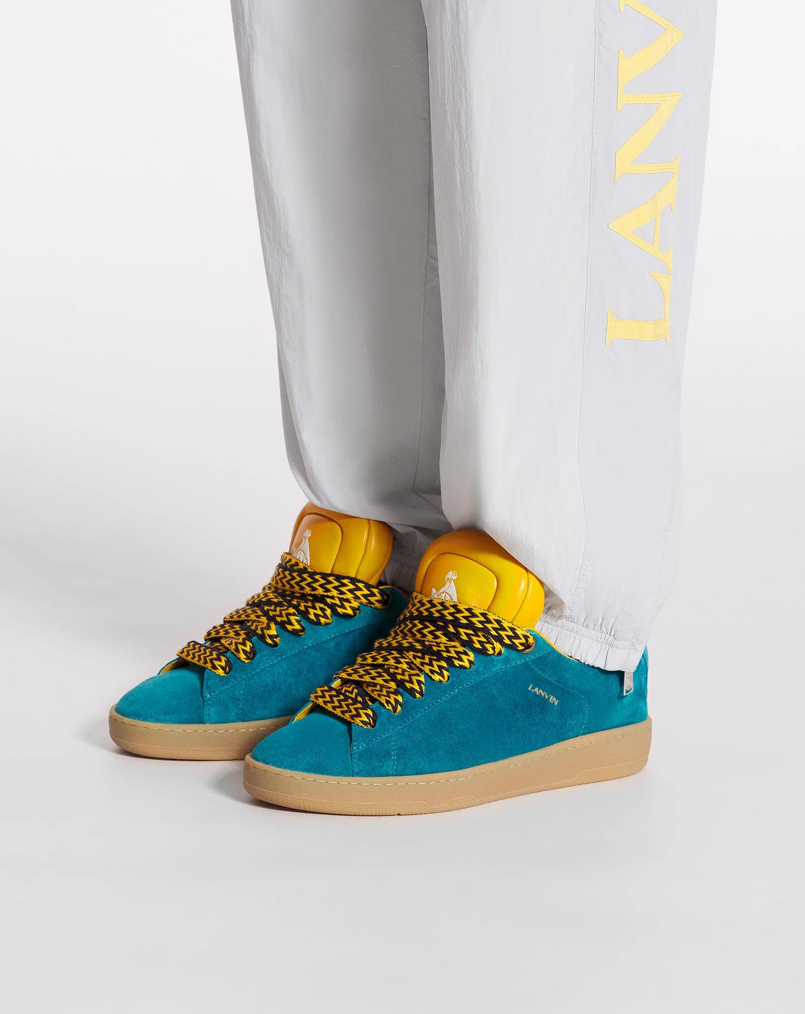 Lanvin x future hyper curb sneakers in leather and suede for women