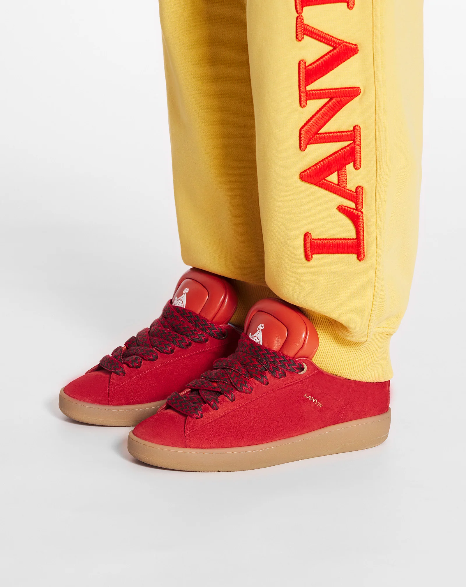 Lanvin x future hyper curb sneakers in leather and suede for men