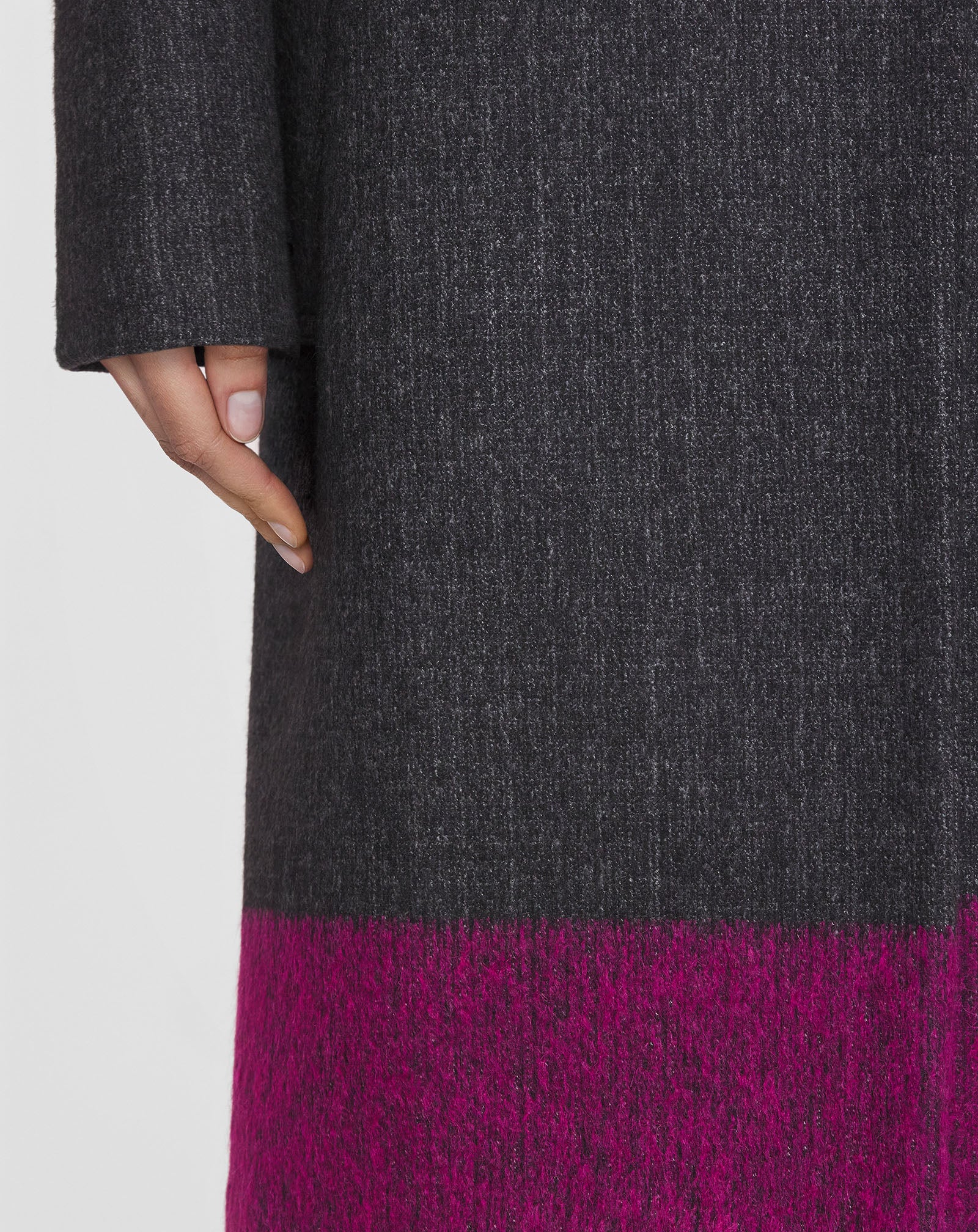 Loose-fit two-tone coat