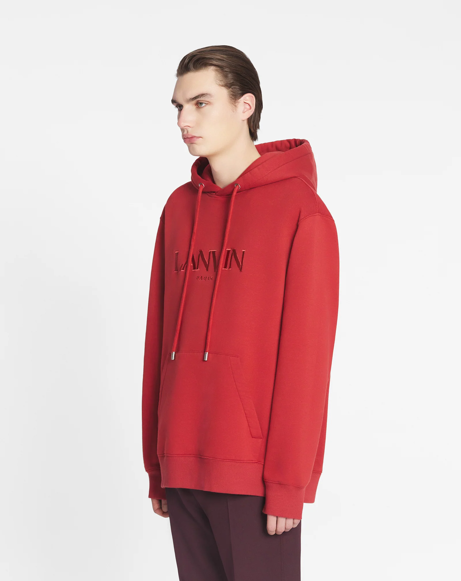 Lanvin paris embroidered loose-fitting hoodie