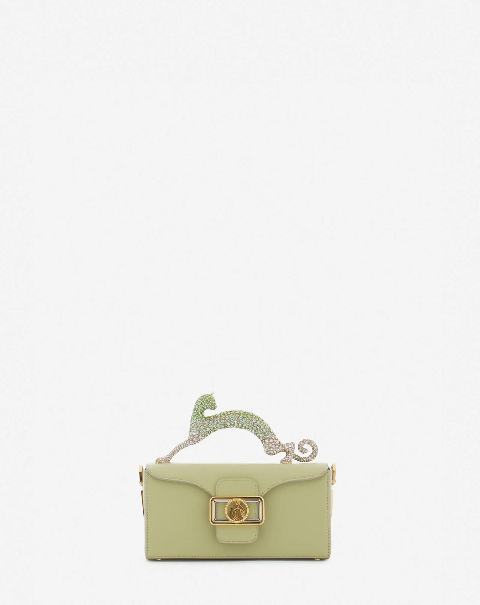 Nano pencil cat bag in leather and rhinestones