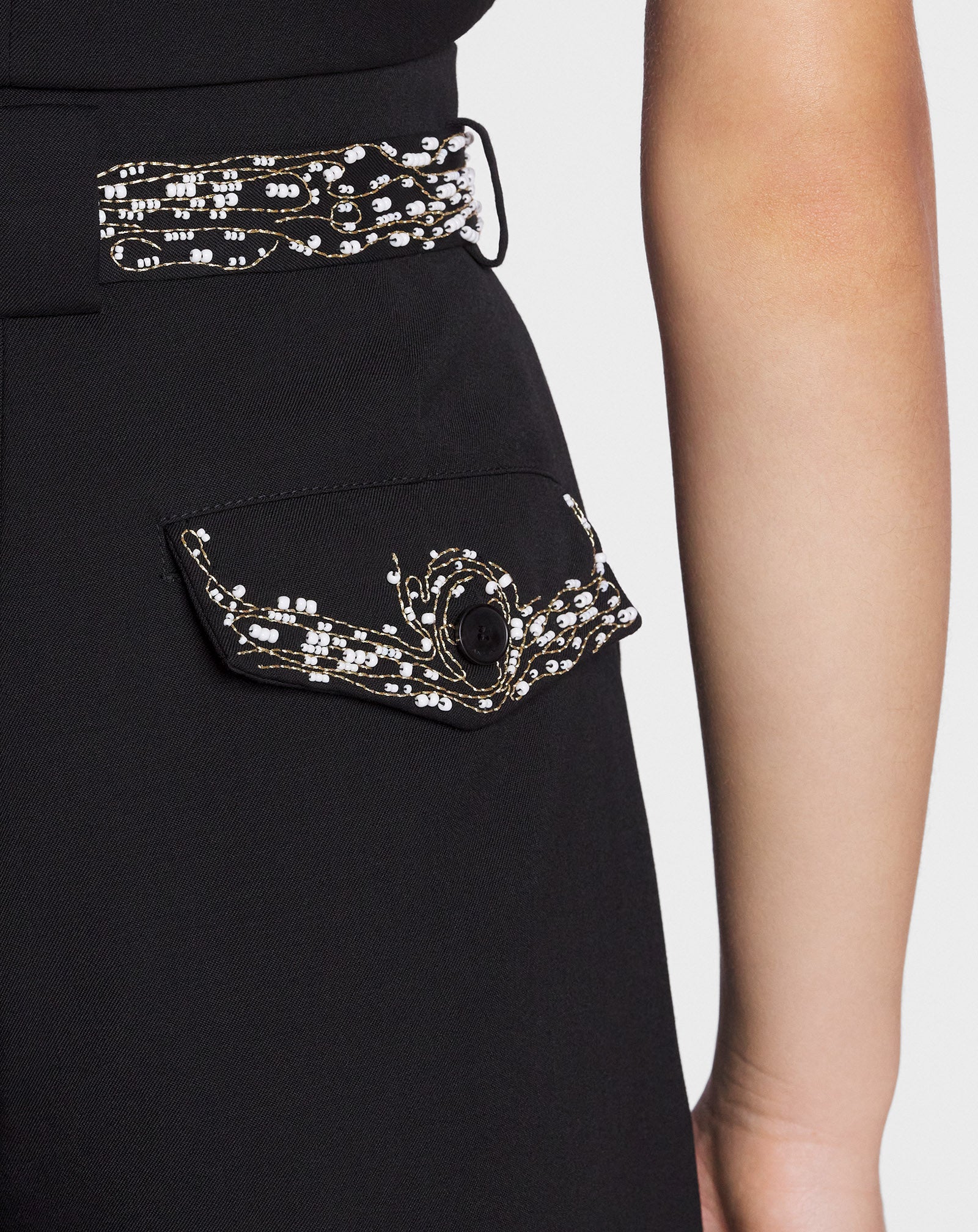 Embroidered wide-leg pants