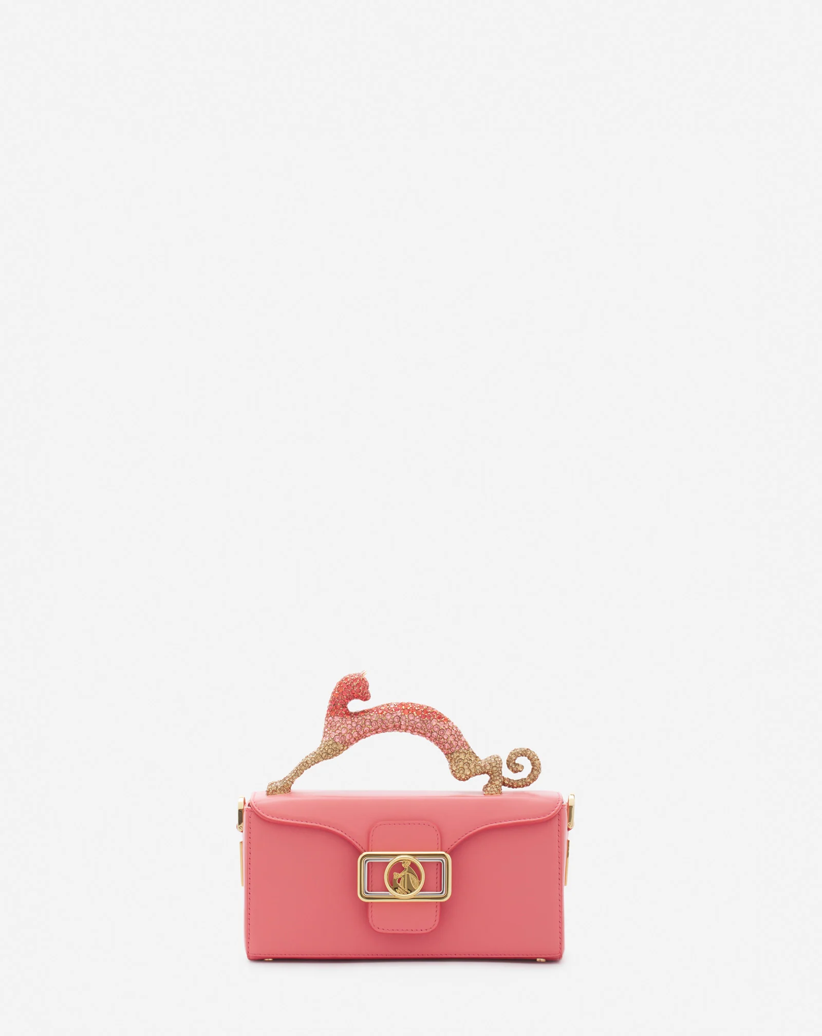 Nano pencil cat bag in leather and rhinestones