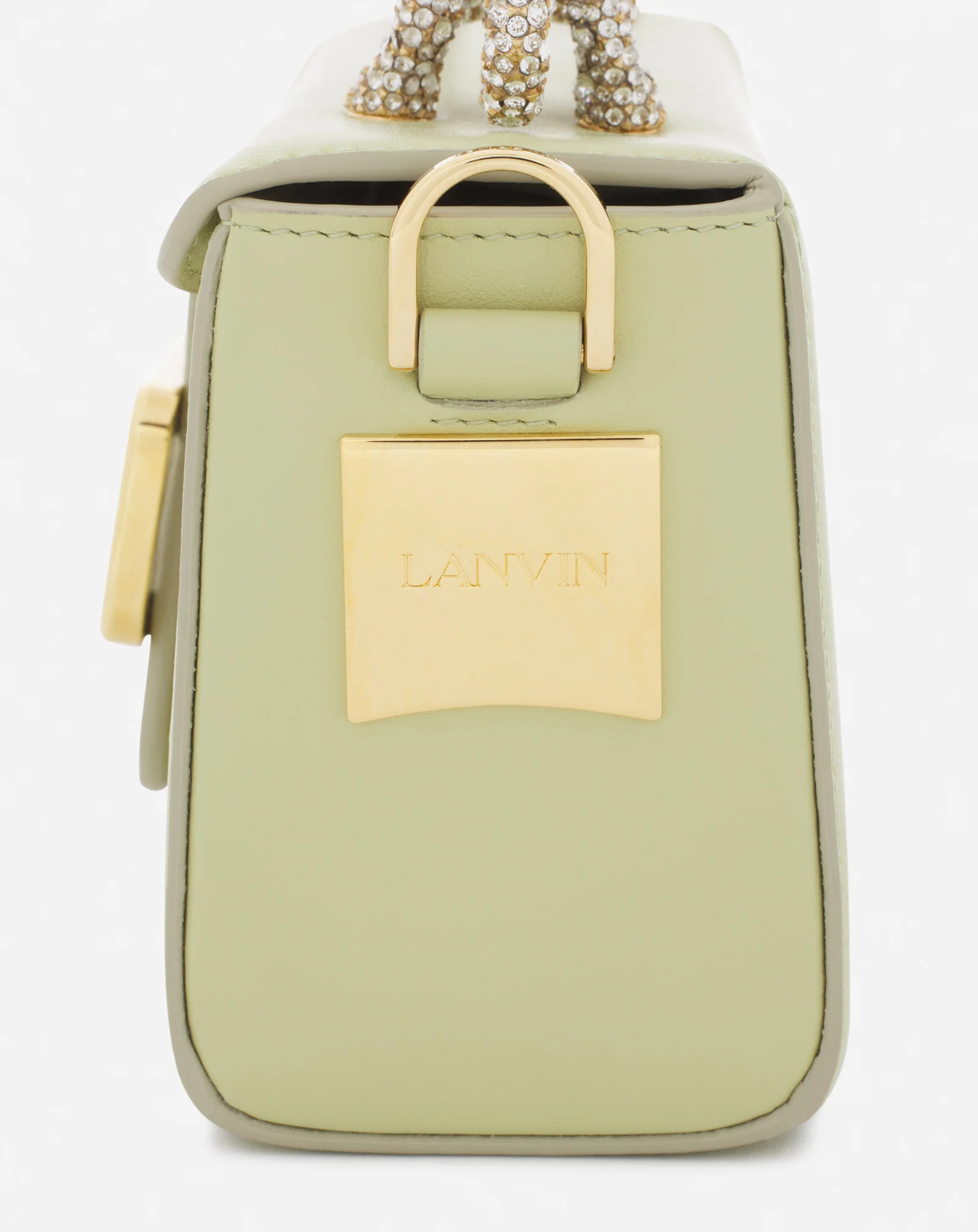 Nano pencil cat bag in leather and rhinestones