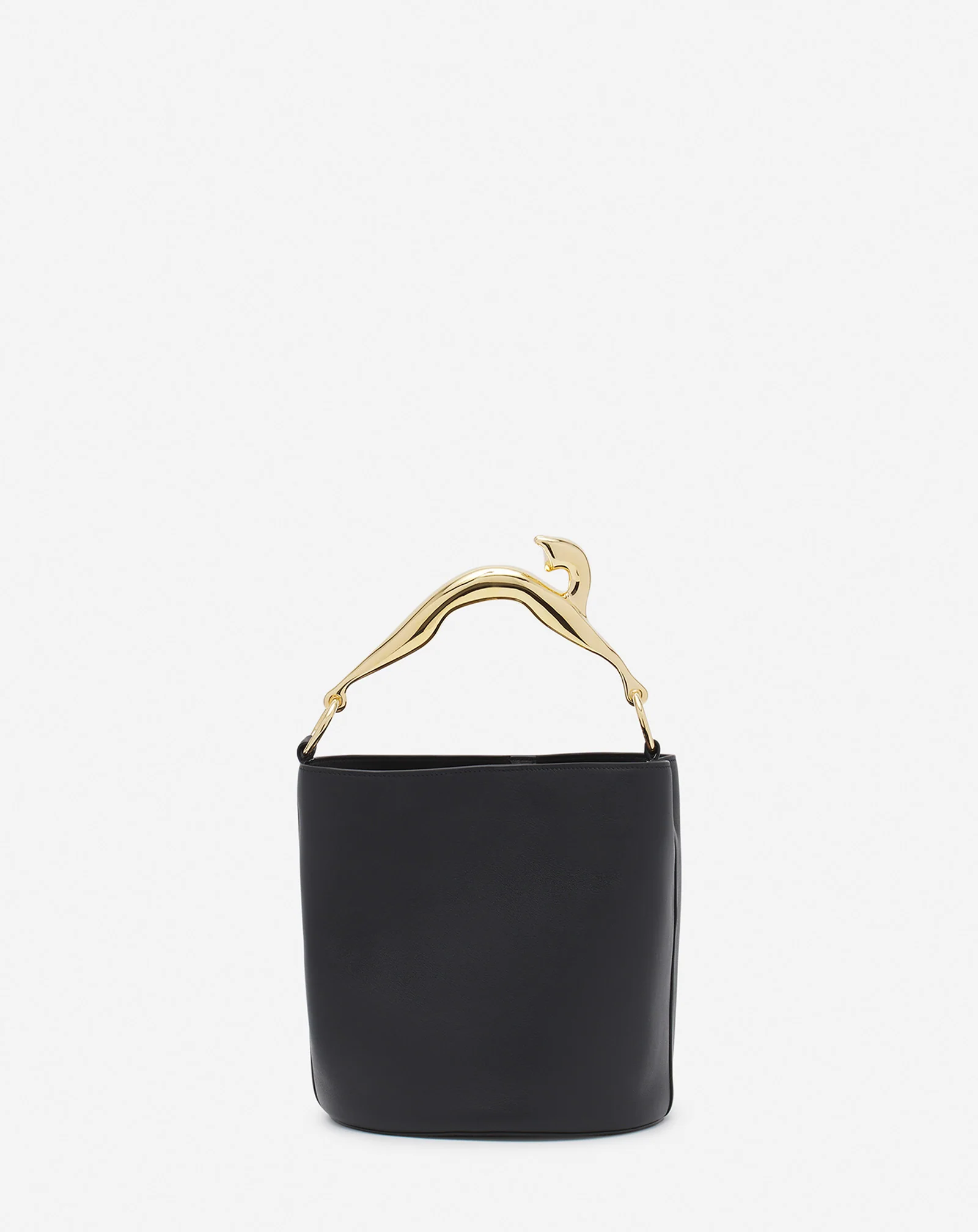 Leather fusion cat bucket bag