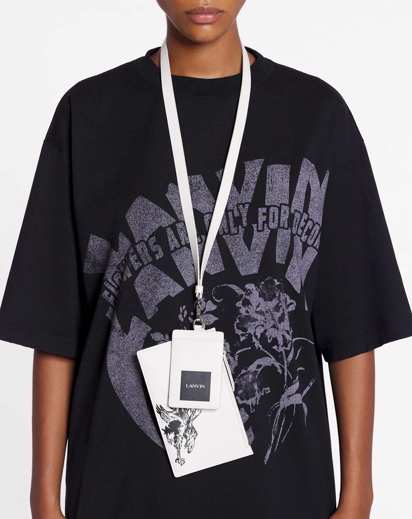 Lanvin x future leather double clutch with eagle print