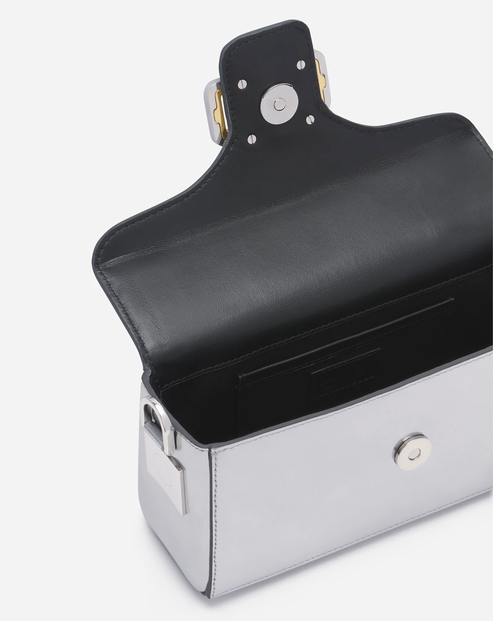 Nano pencil cat bag in metallic leather