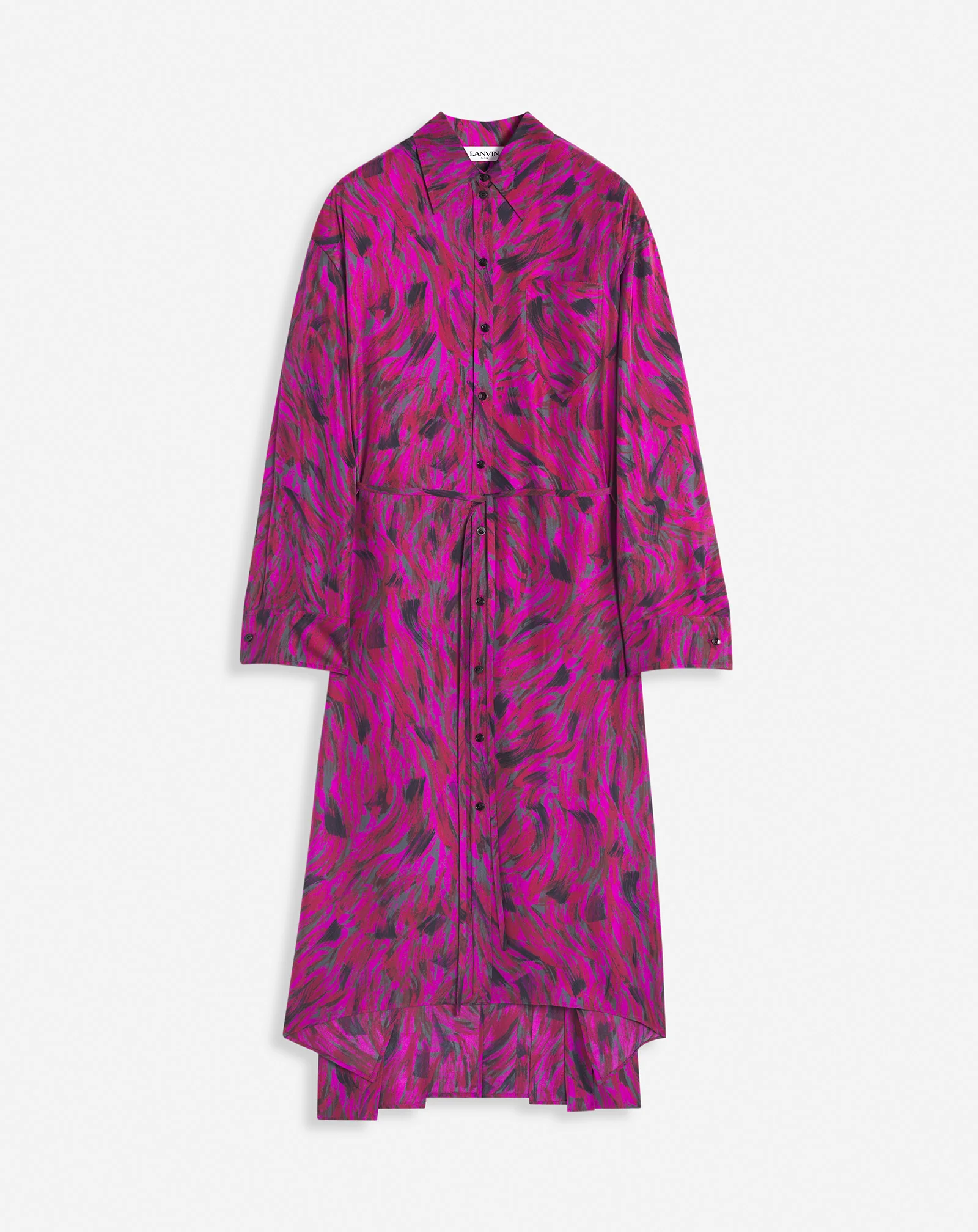 Printed shirt dress with pleats