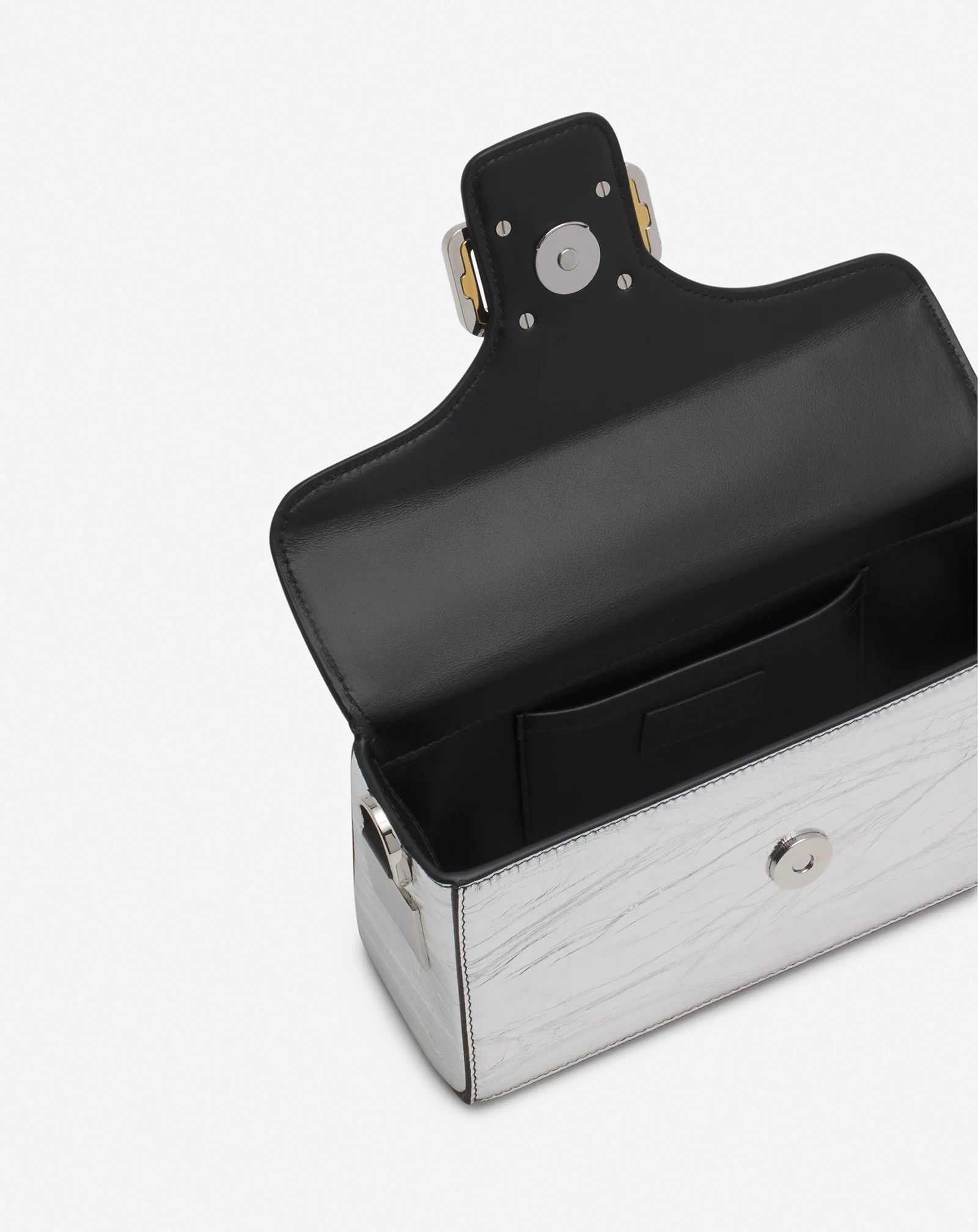 Nano pencil cat bag in metallic leather