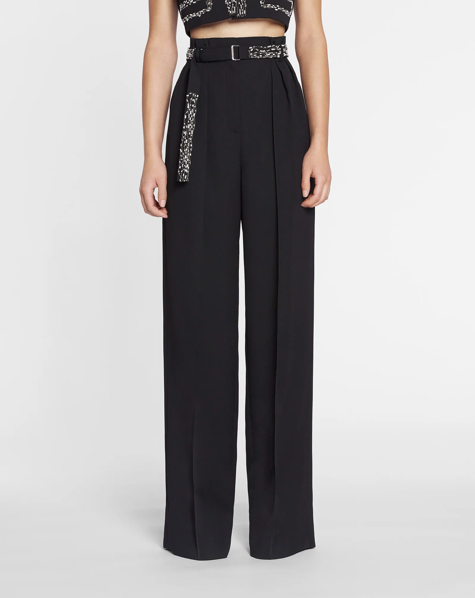 Embroidered wide-leg pants