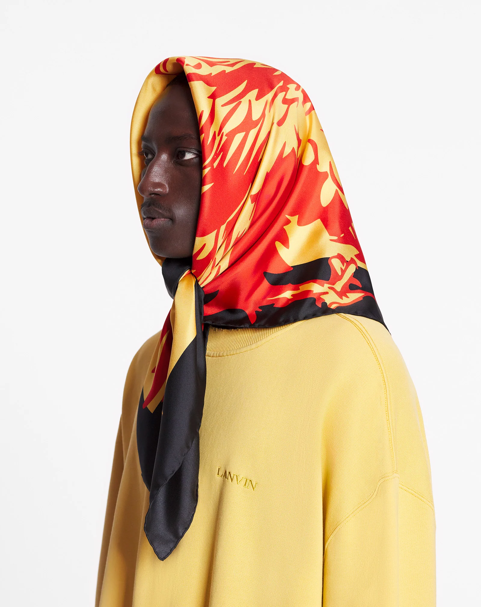 Lanvin x future printed silk eagle scarf