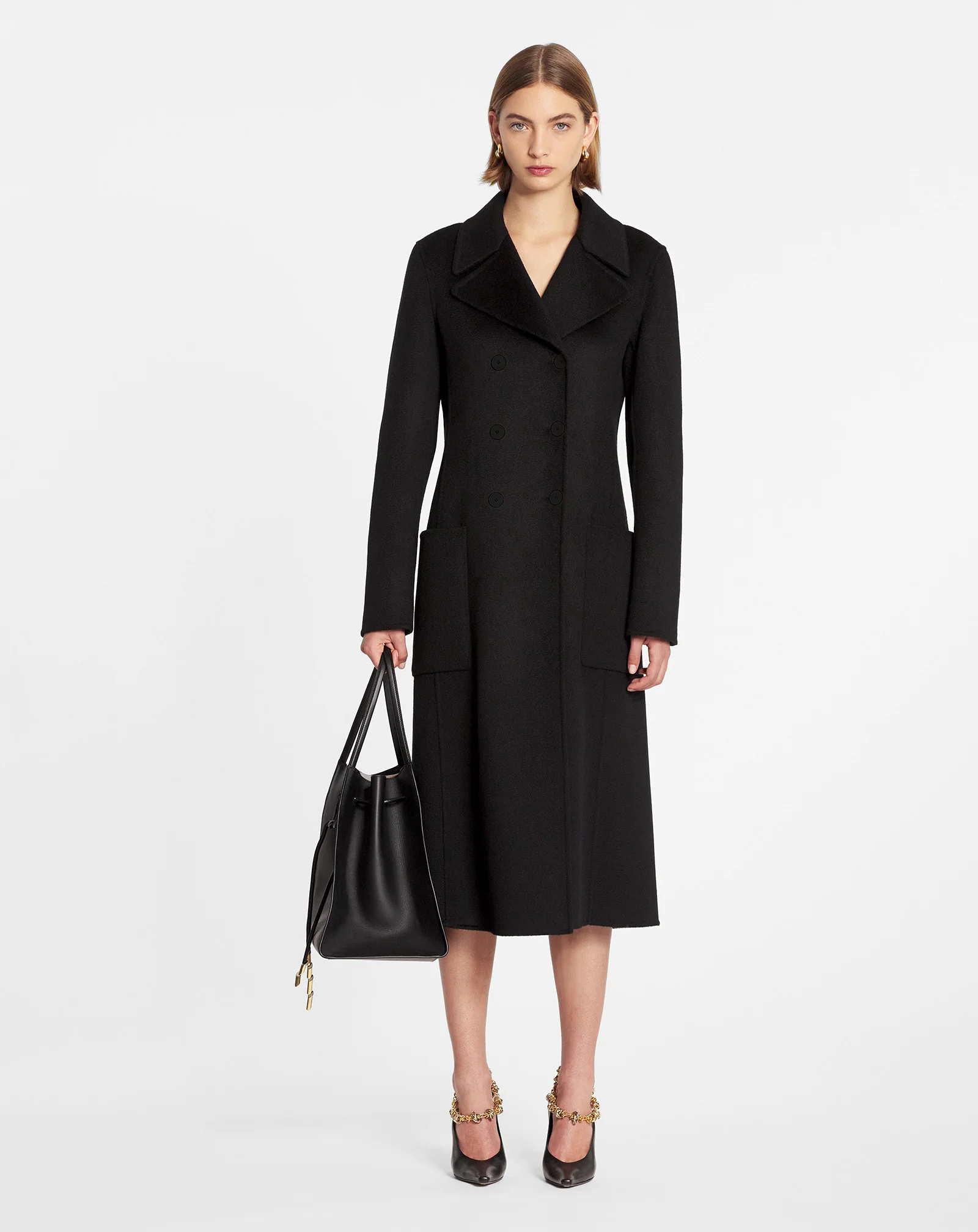 Long coat in double-faced cashmere