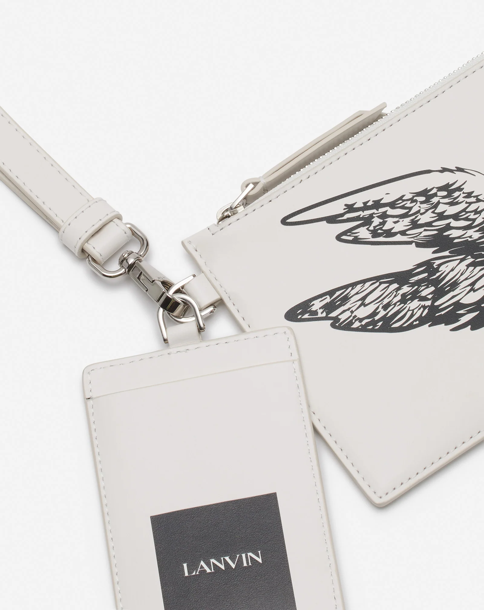 Lanvin x future leather double clutch with eagle print