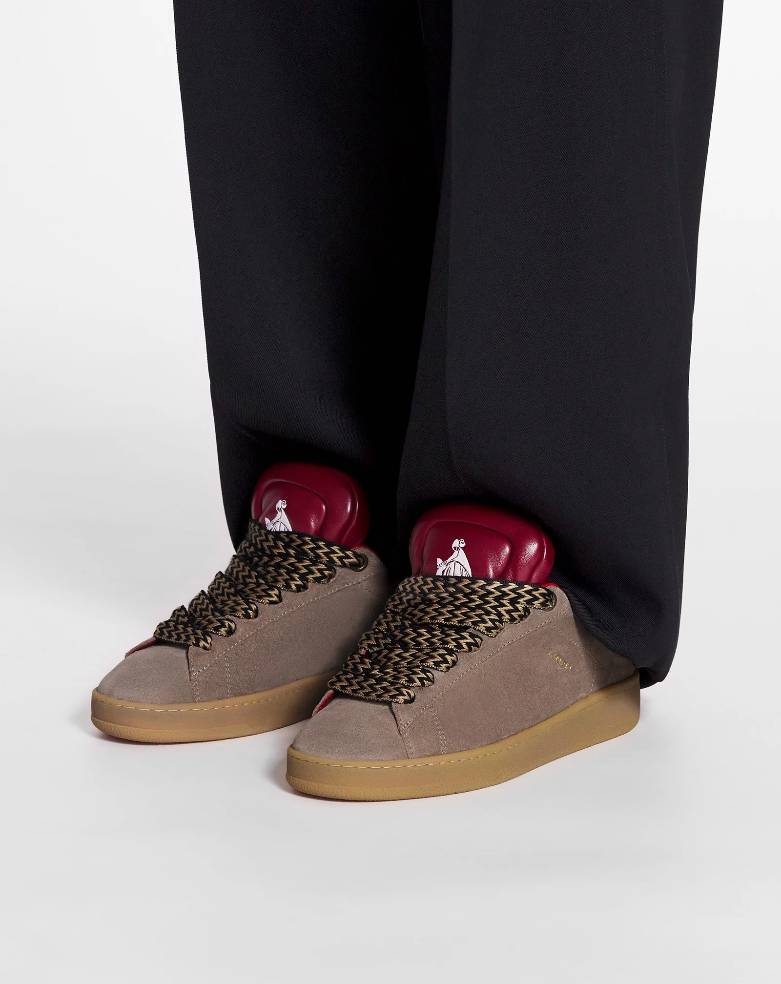 Lanvin x future hyper curb sneakers in leather and suede for men