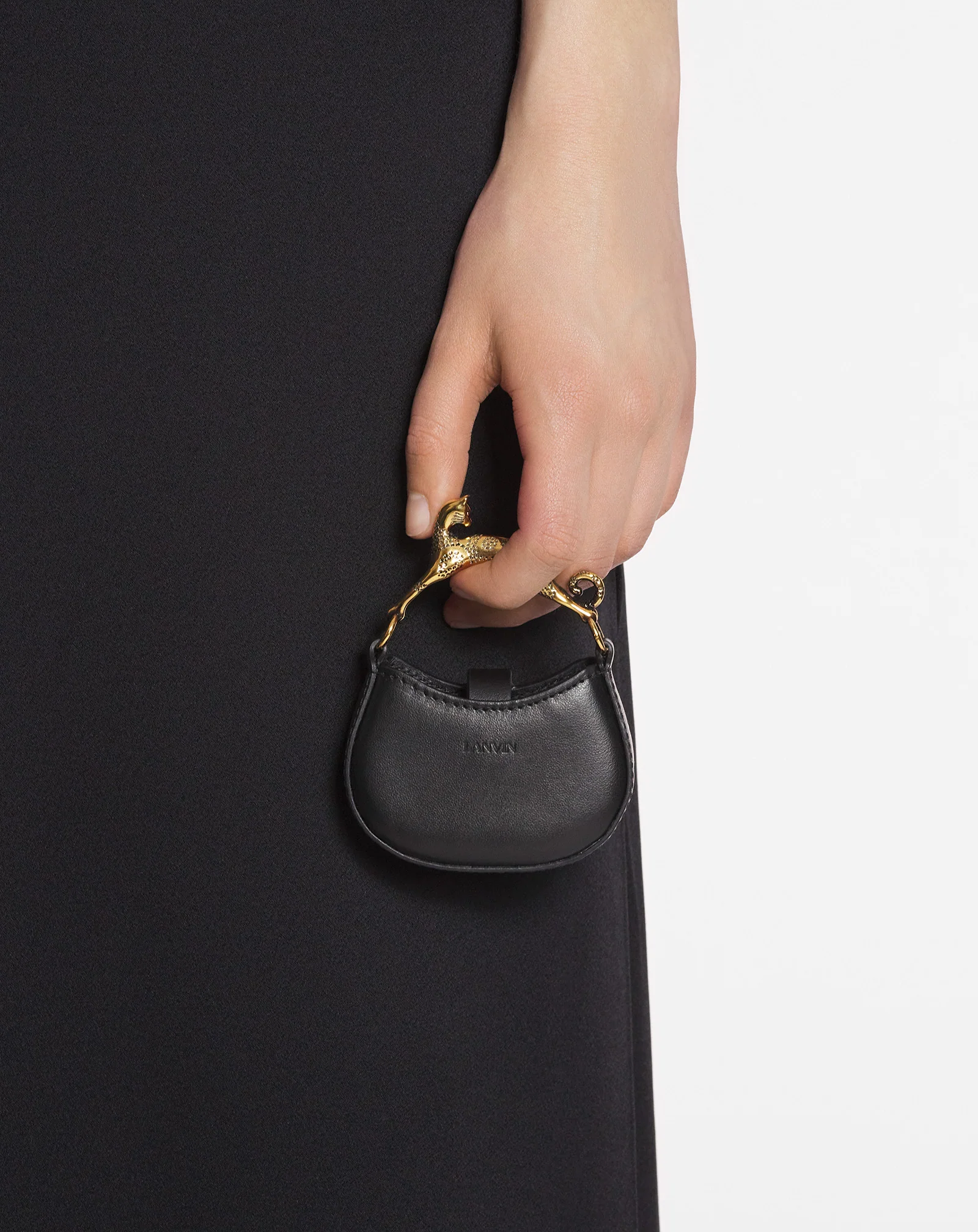 Micro hobo cat charm bag in leather