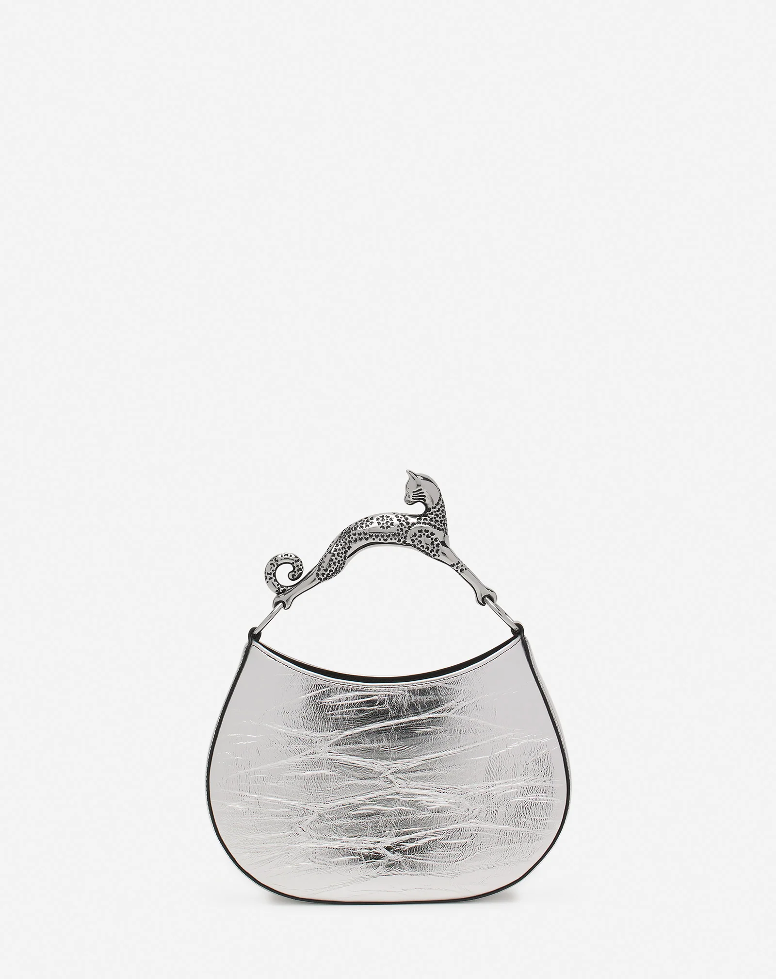 Hobo cat bag in metallic leather