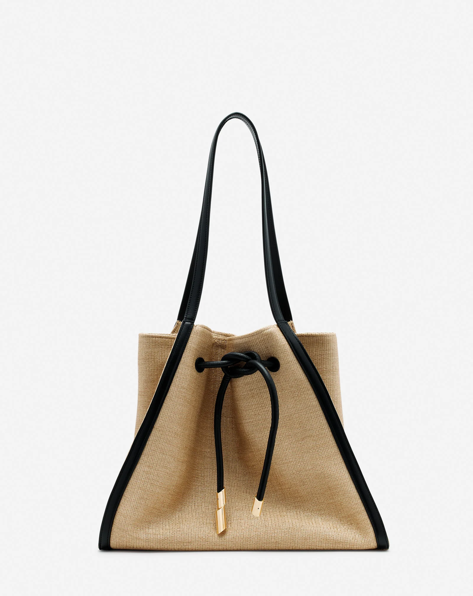 Sequence bag in leather and raffia