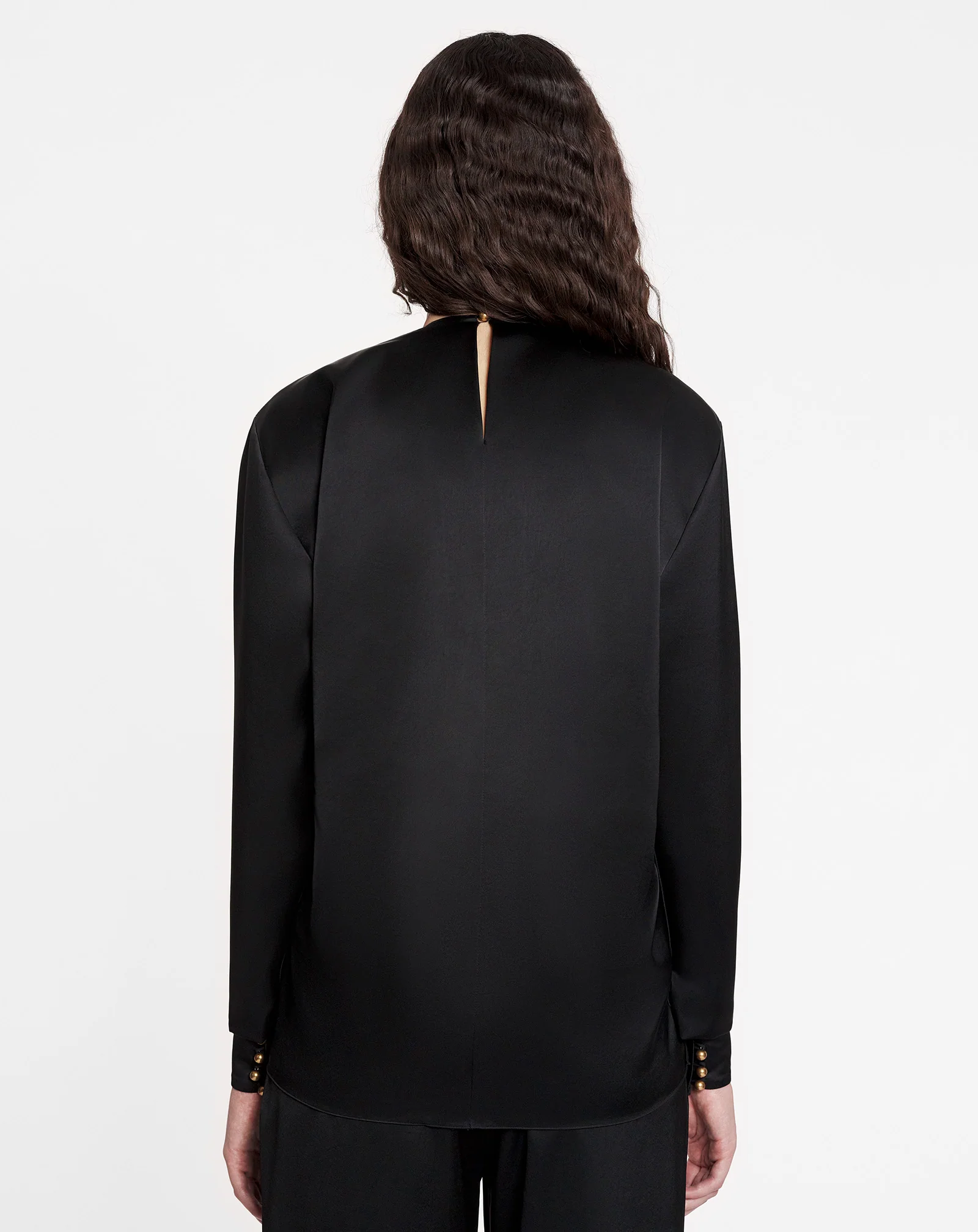 Draped top with eyelet detail