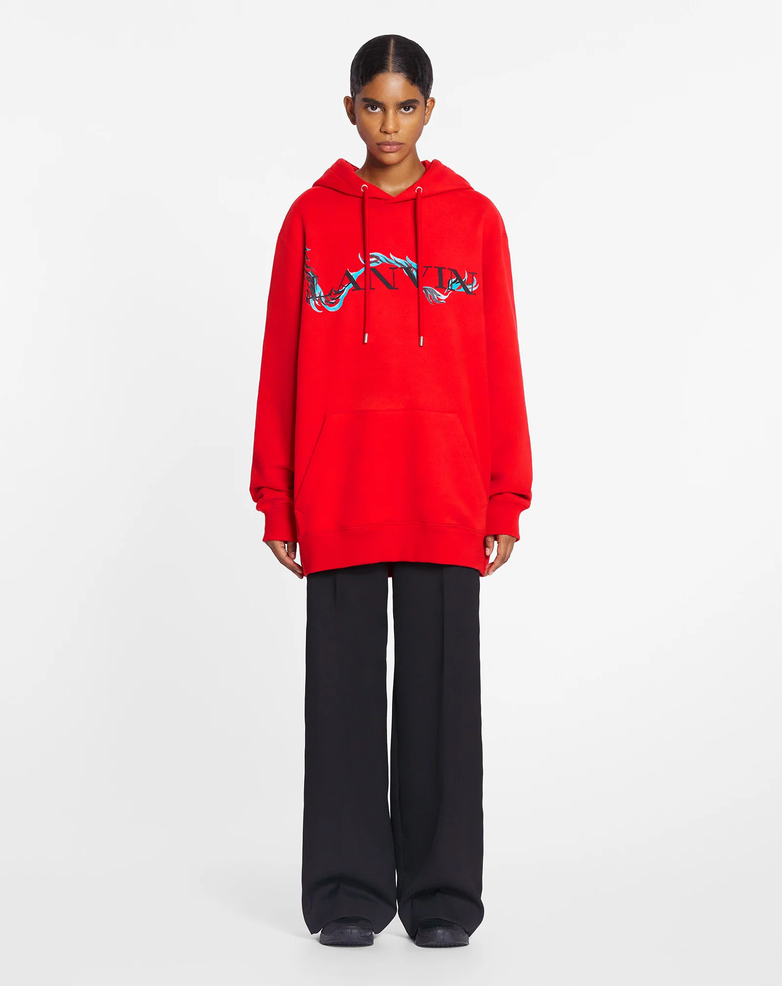 Unisex dragon print loose-fitting hoodie