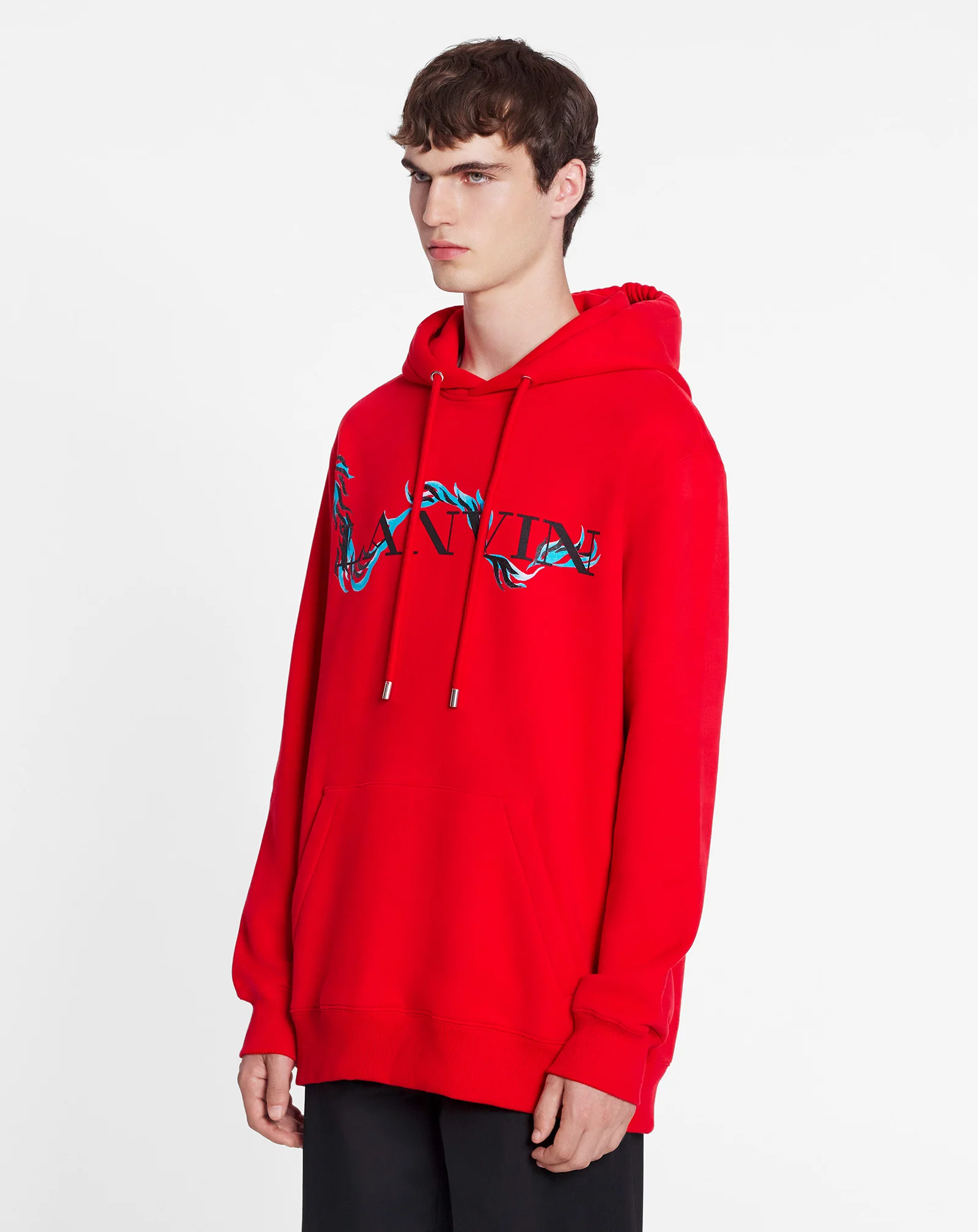 Unisex dragon print loose-fitting hoodie